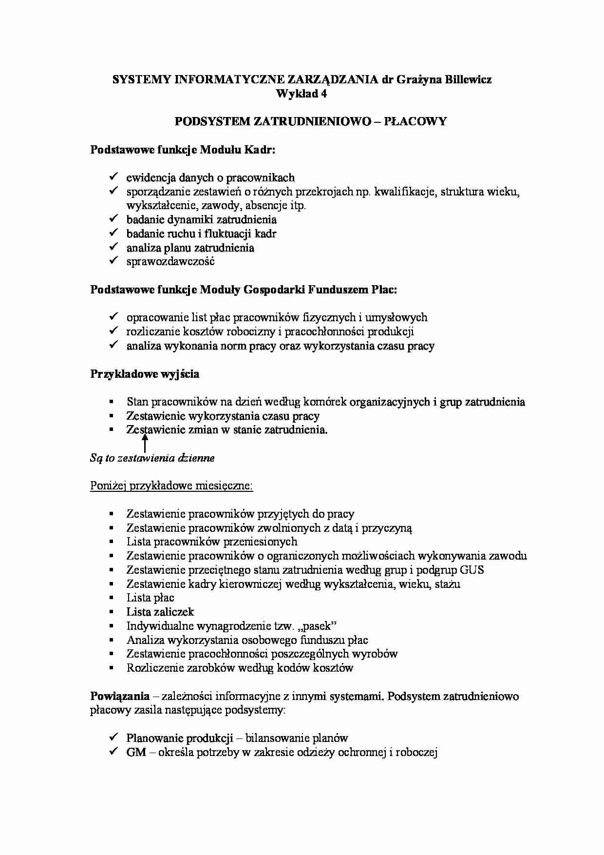 Wykład - podsystem zatrudnieniowo-płacowy - strona 1