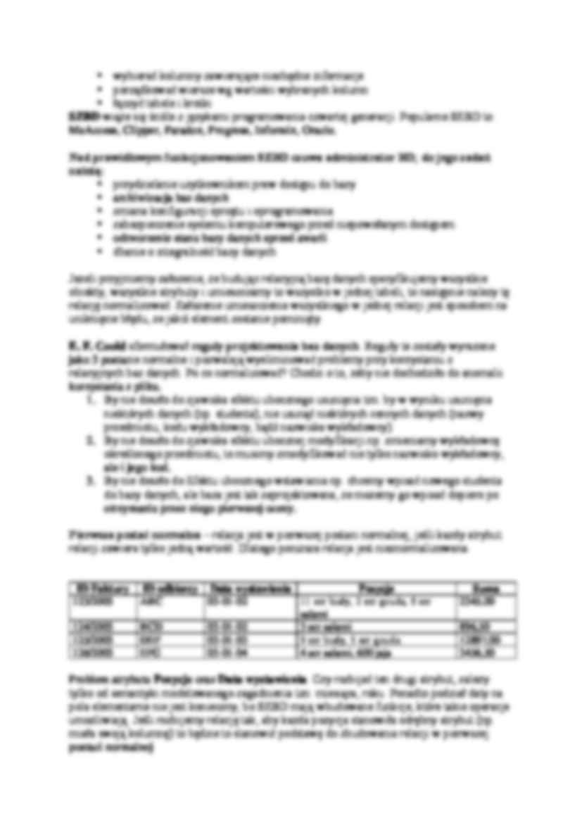 Wykład -  Modele organizacji danych w bazie danych - strona 2