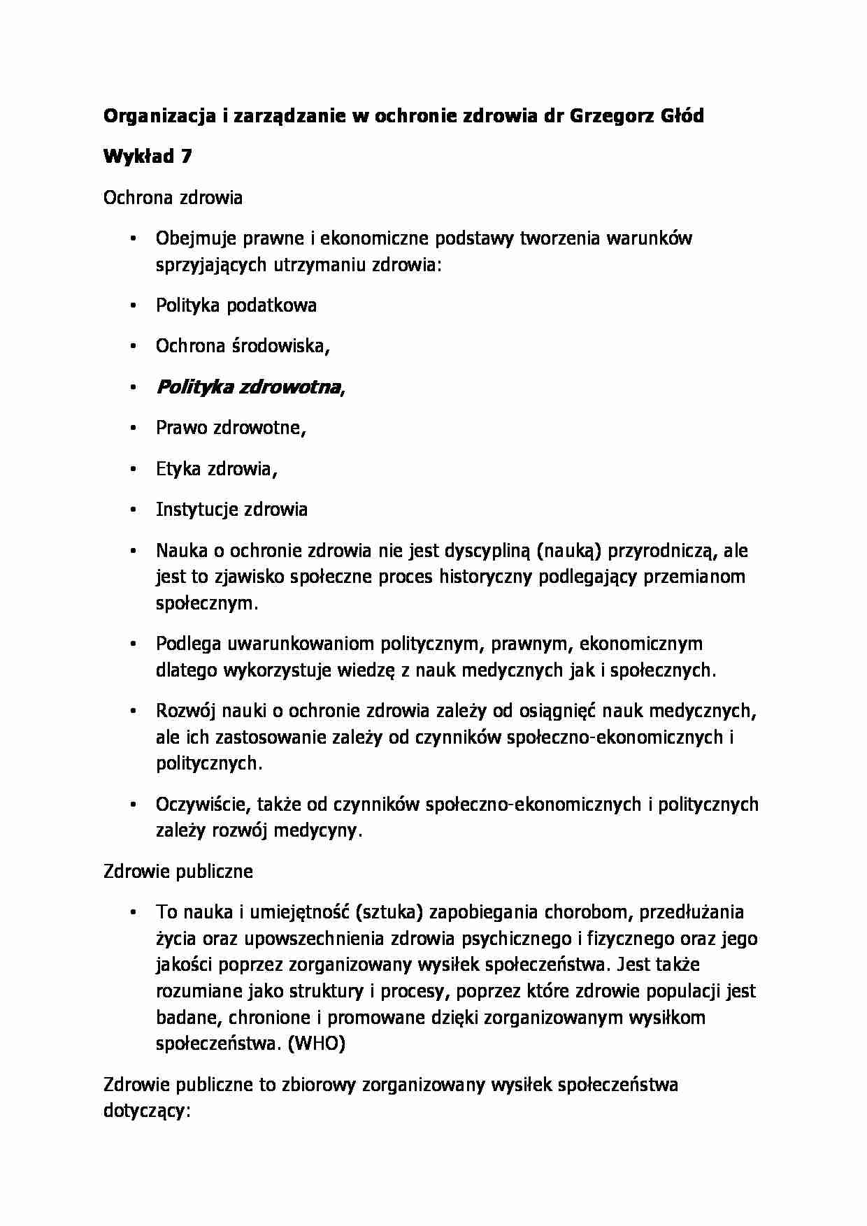 Wykład - Ochrona zdrowia - strona 1