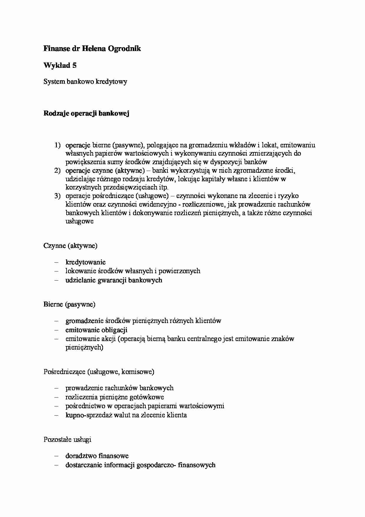 Wykład - System bankowo-kredytowy - strona 1