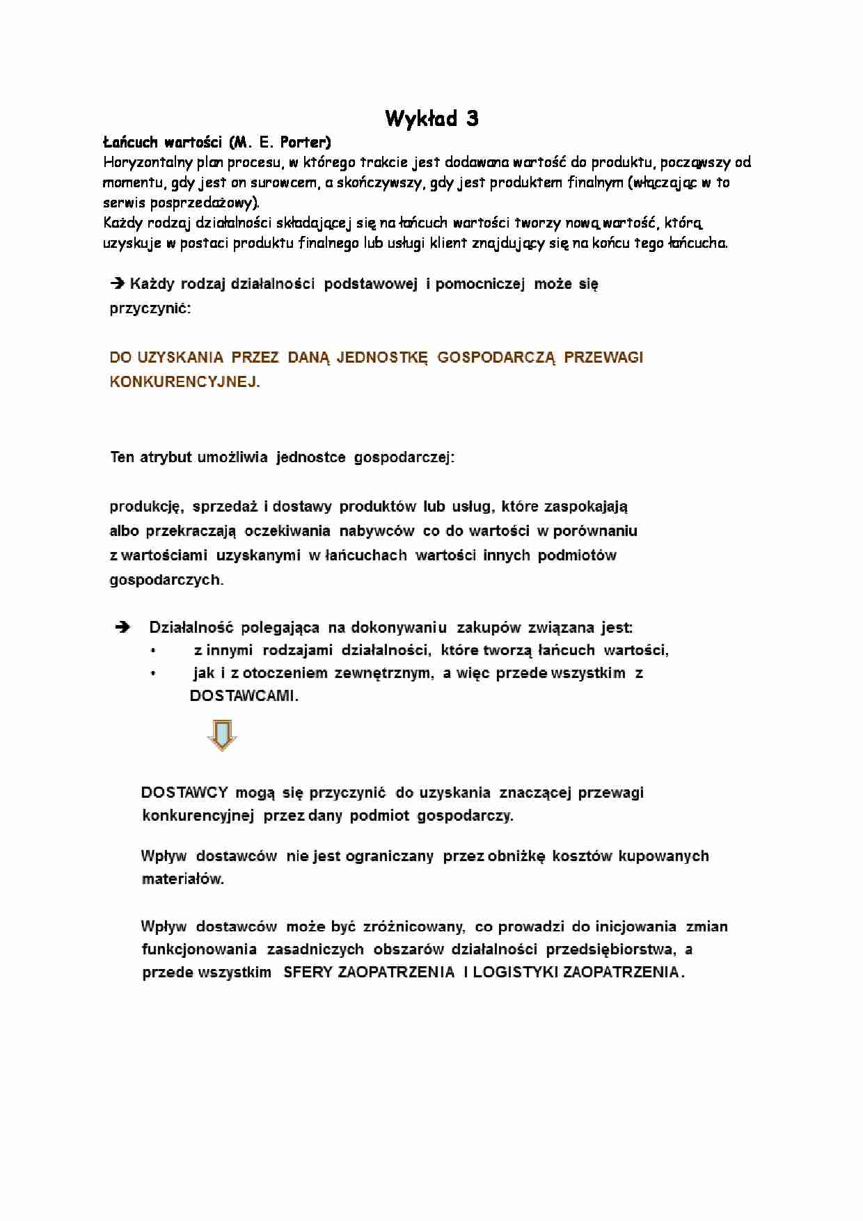 Wykład - Łańcuch wartości  - strona 1