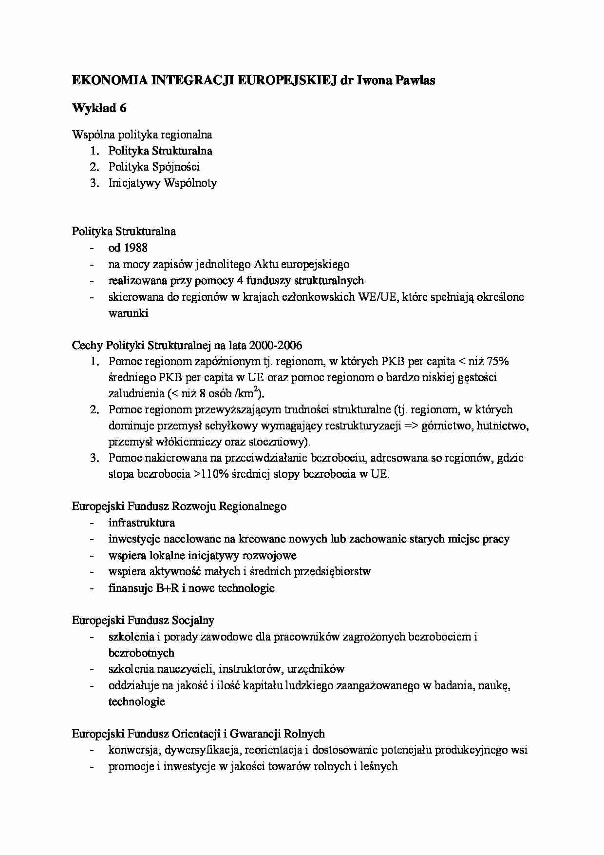 Wykład - Wspólna polityka regionalna - strona 1