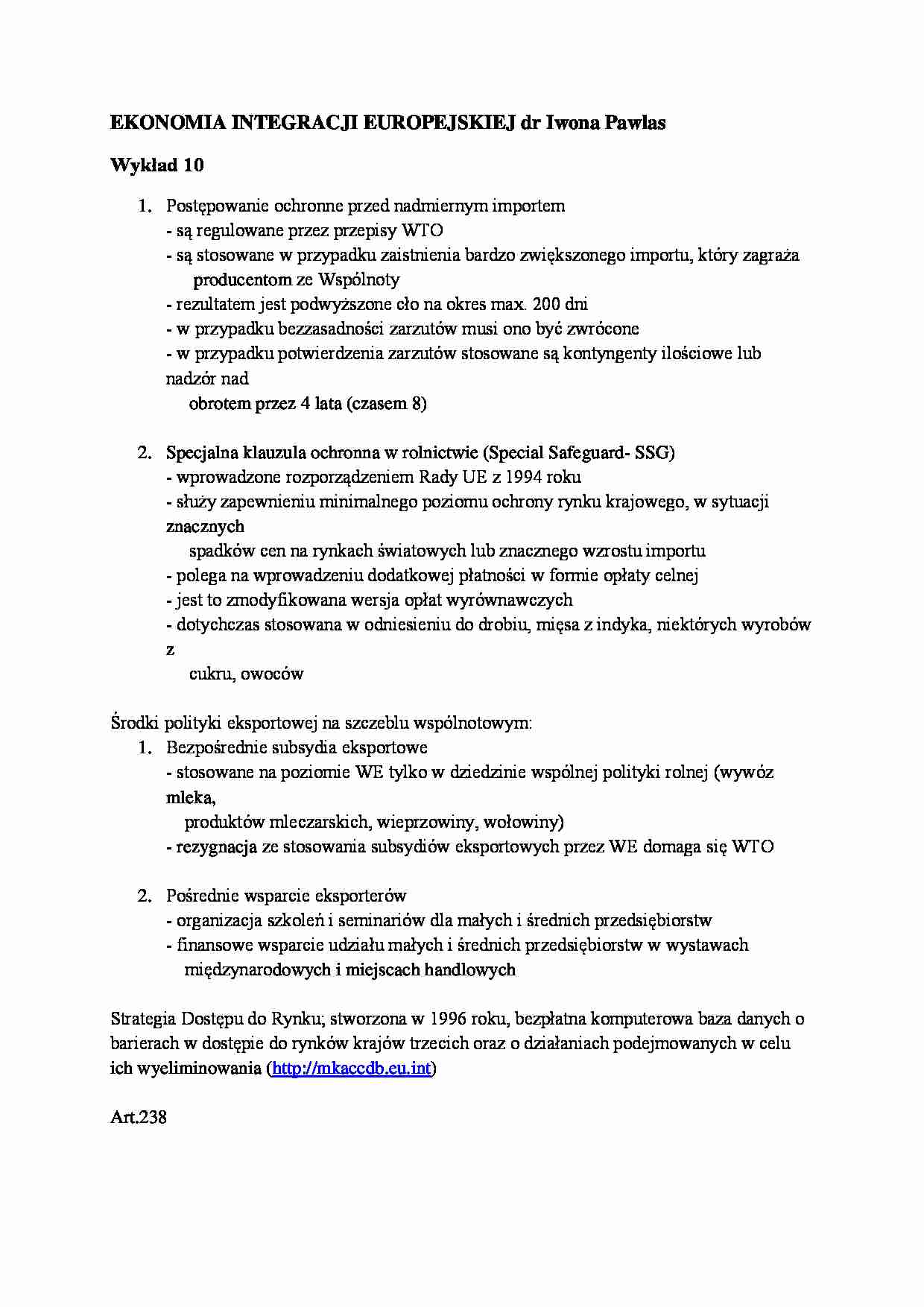 Wykład - Postępowanie ochronne przed nadmiernym importem - strona 1