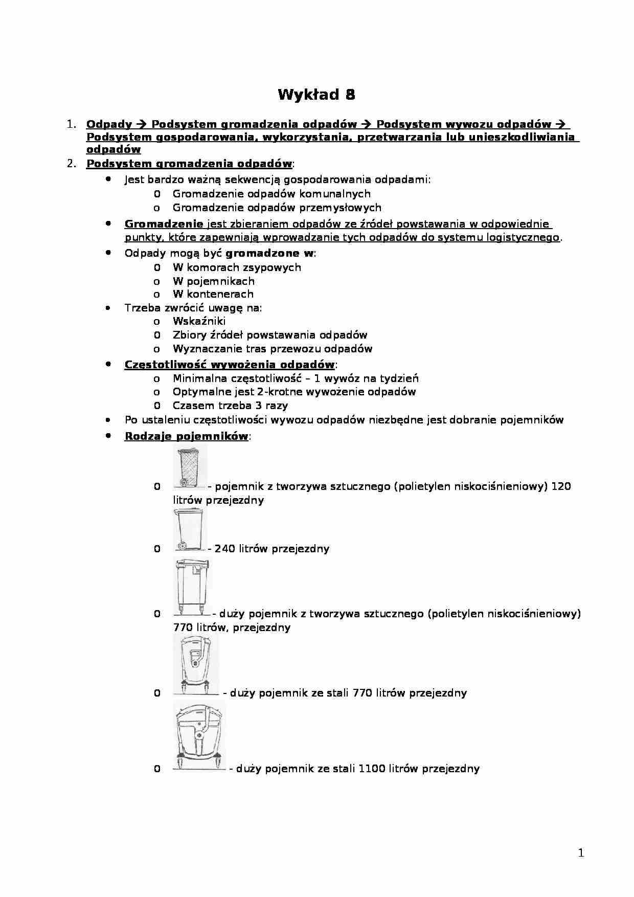 Wykład - Podsystem gromadzenia odpadów - strona 1