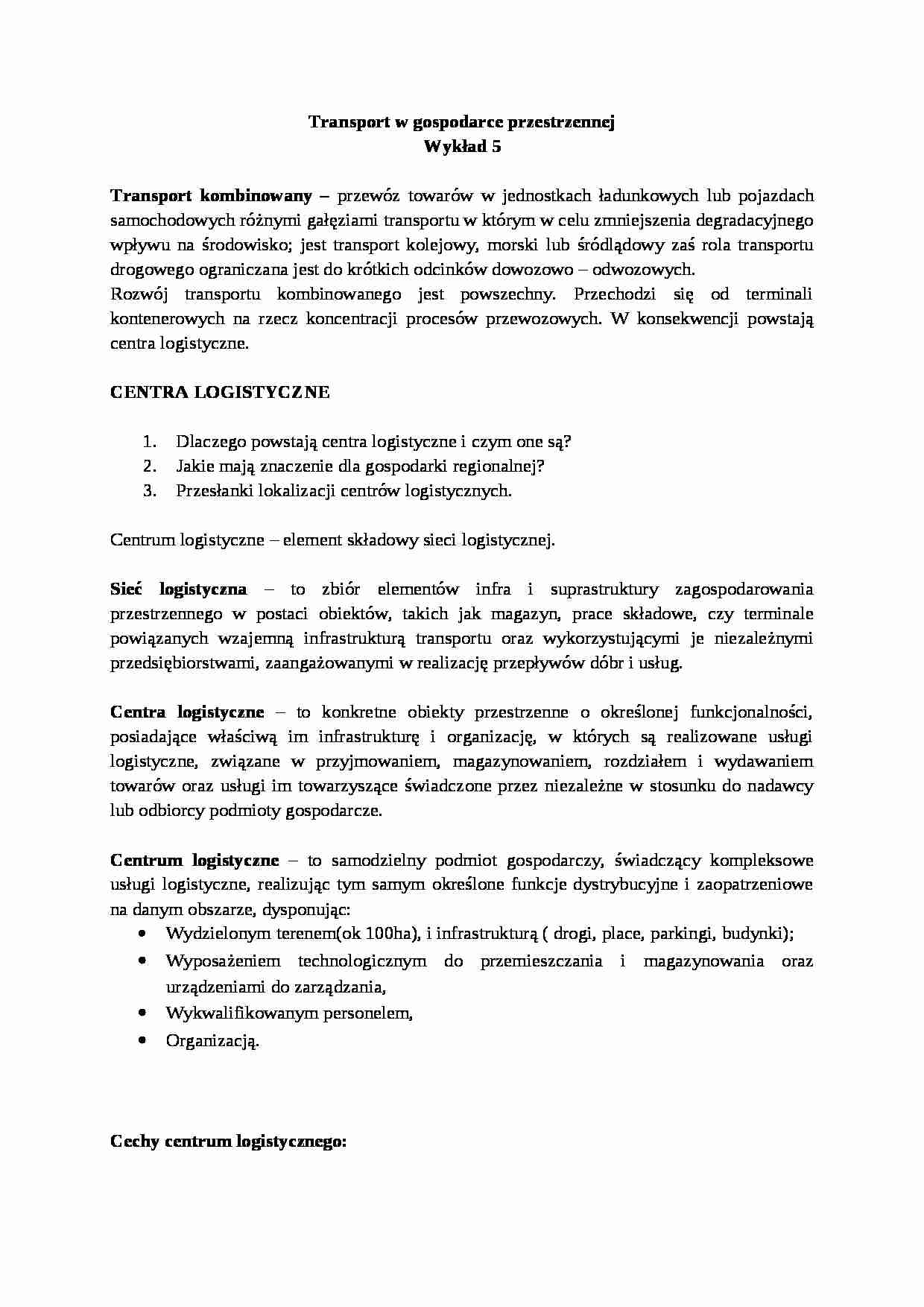 Wykład - Transport kombinowany - strona 1