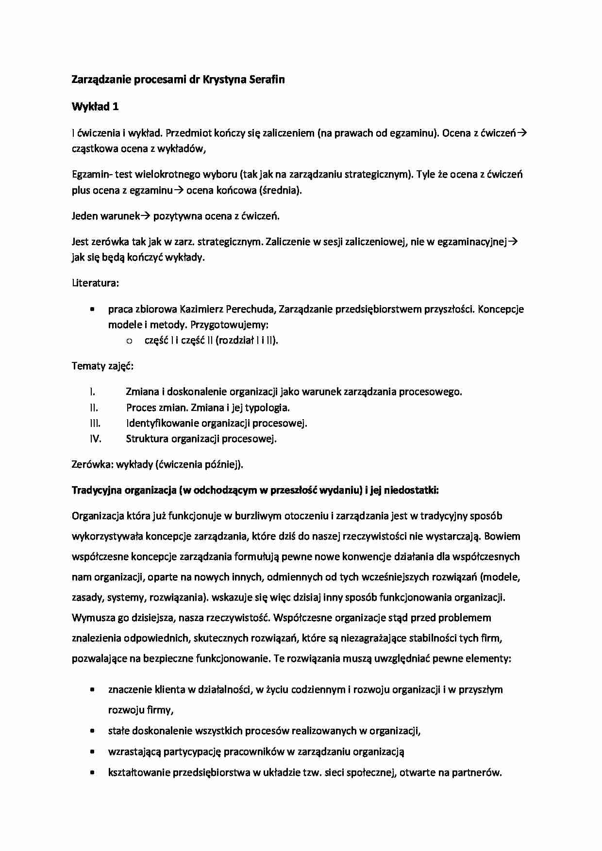 Wykład - Zarządzanie procesami  - strona 1