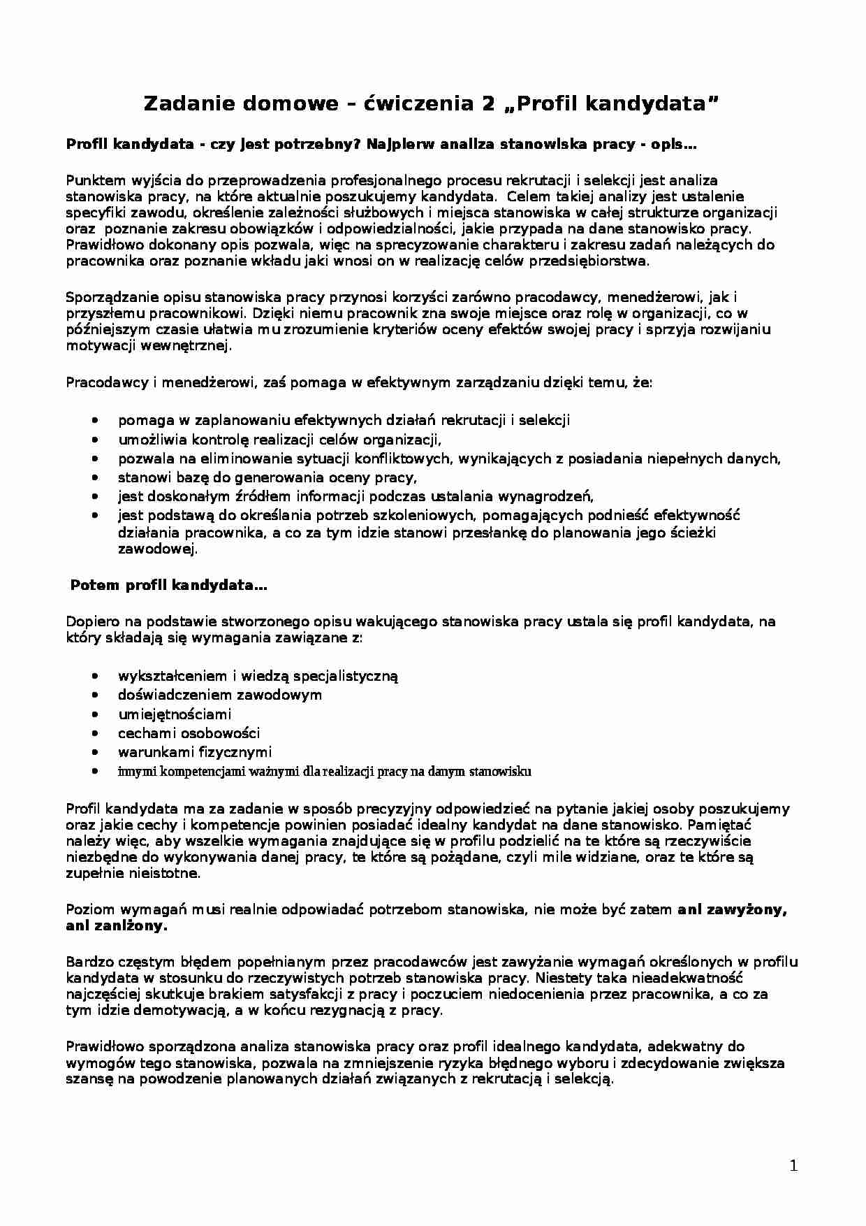 Wykład - Profil kandydata - strona 1