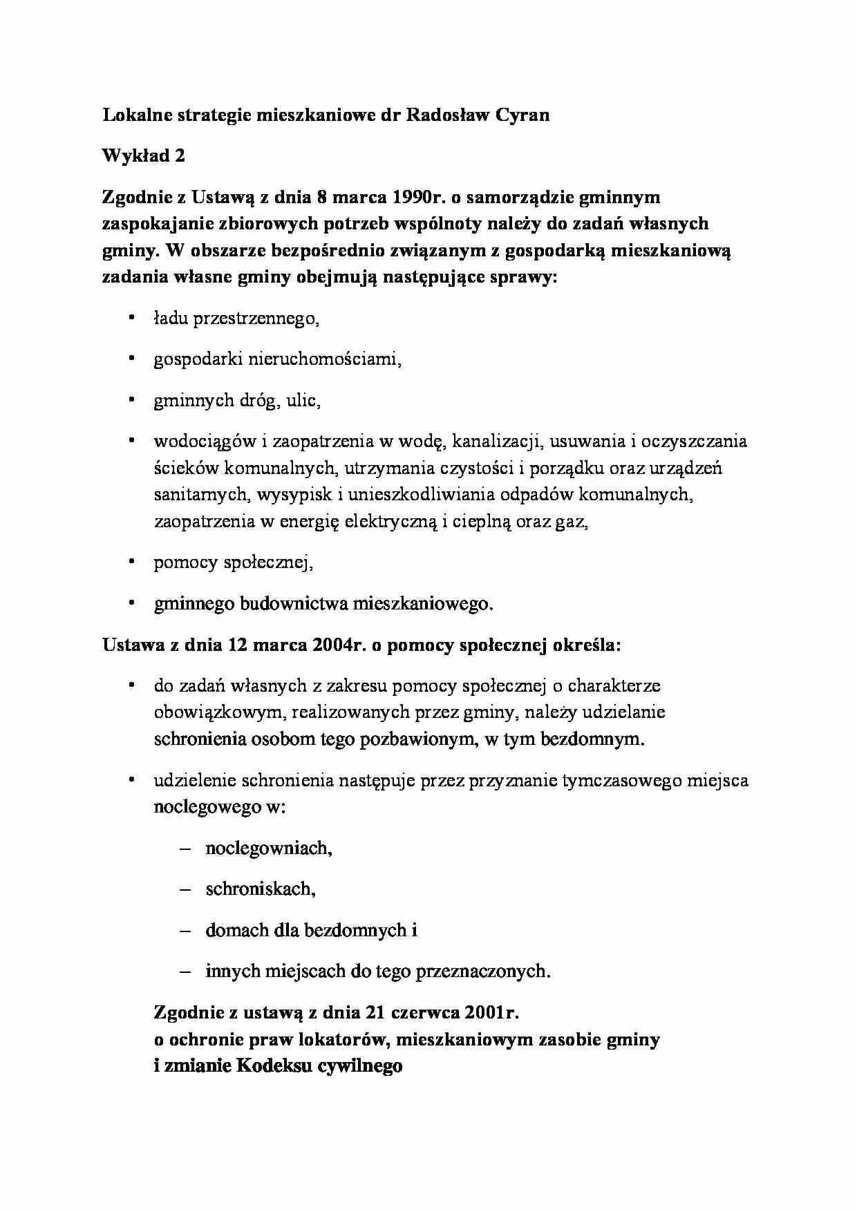 Wykład - Lokalne strategie mieszkaniowe - strona 1