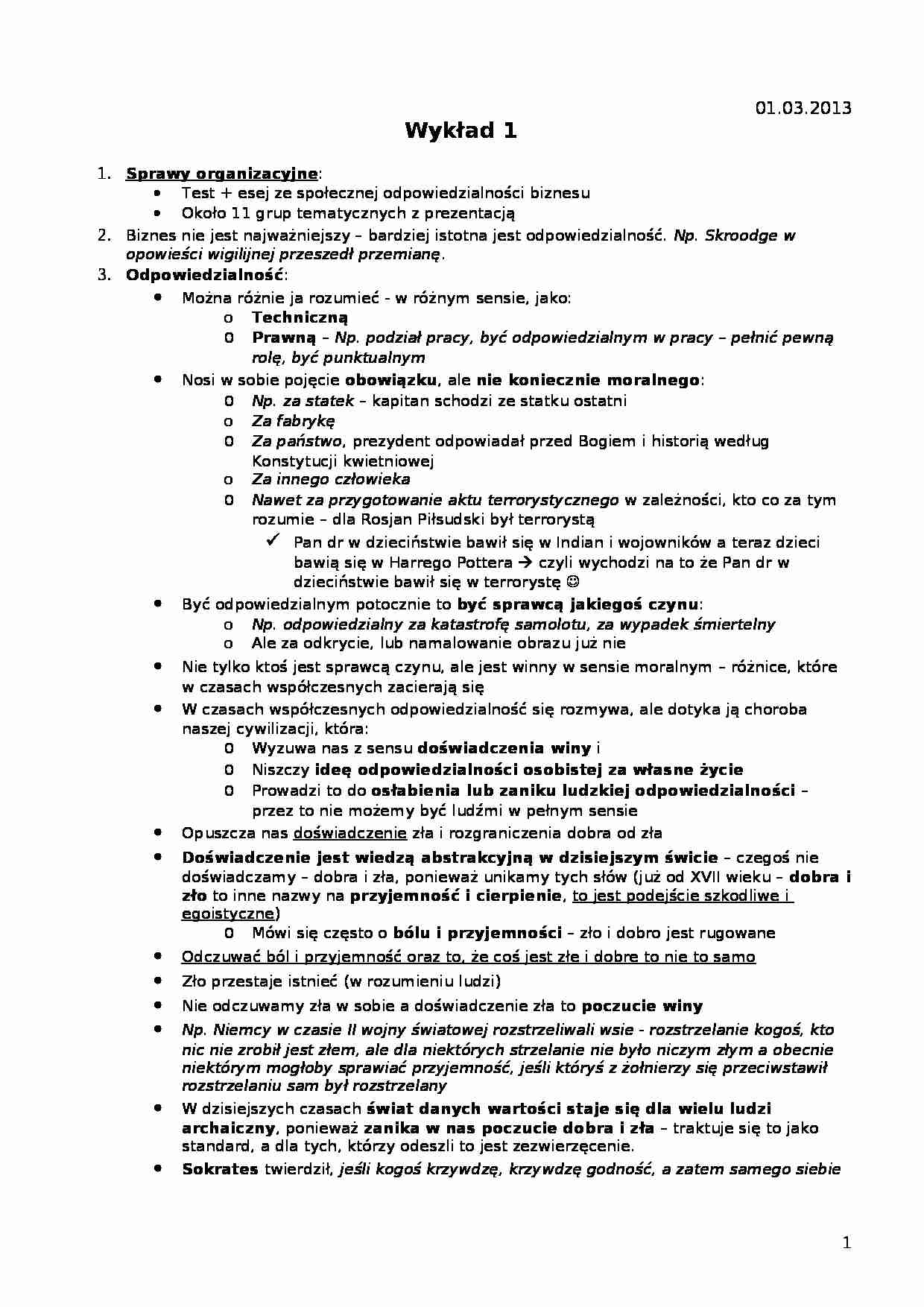 Wykład - Sprawy organizacyjne - strona 1
