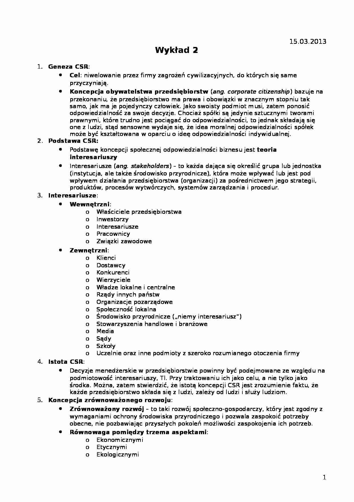 Wykład - Geneza CSR - strona 1