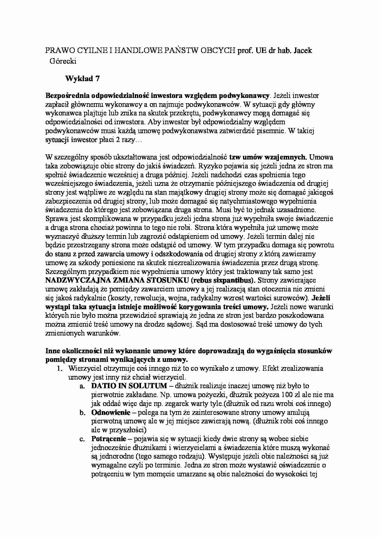 Wykład - Bezpośrednia odpowiedzialność inwestora względem podwykonawcy - strona 1