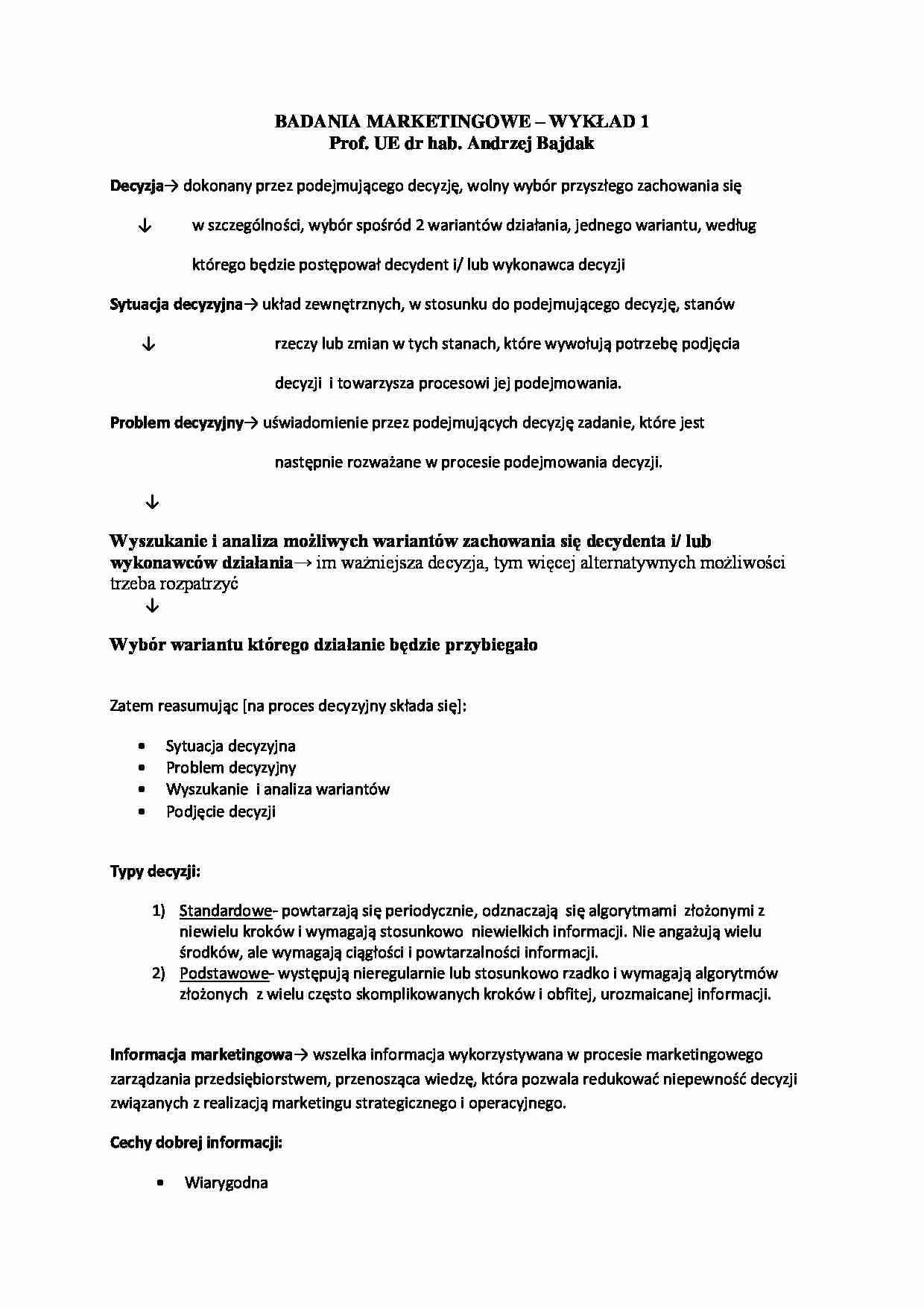 Wykład - definicja decyzji - strona 1