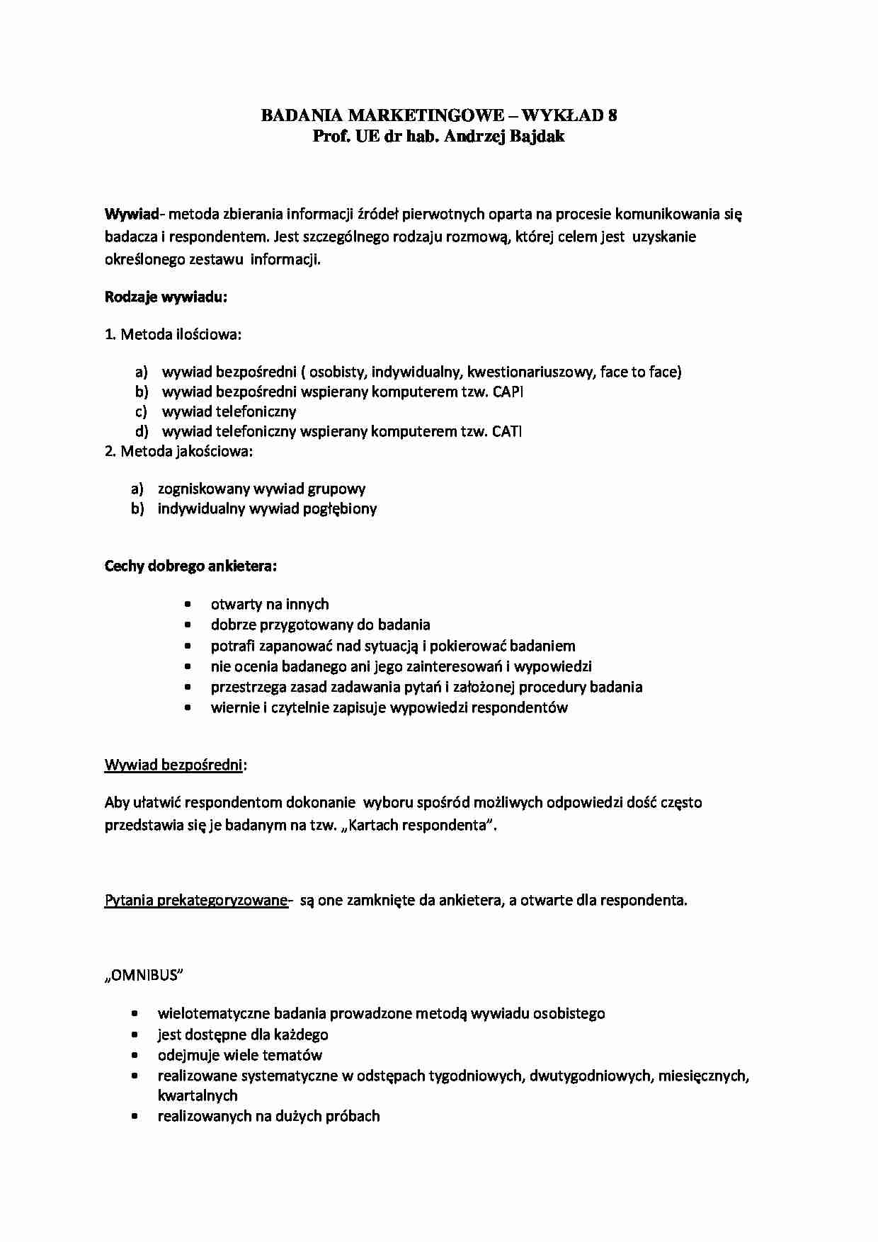 Wykład - definicja wywiadu - strona 1