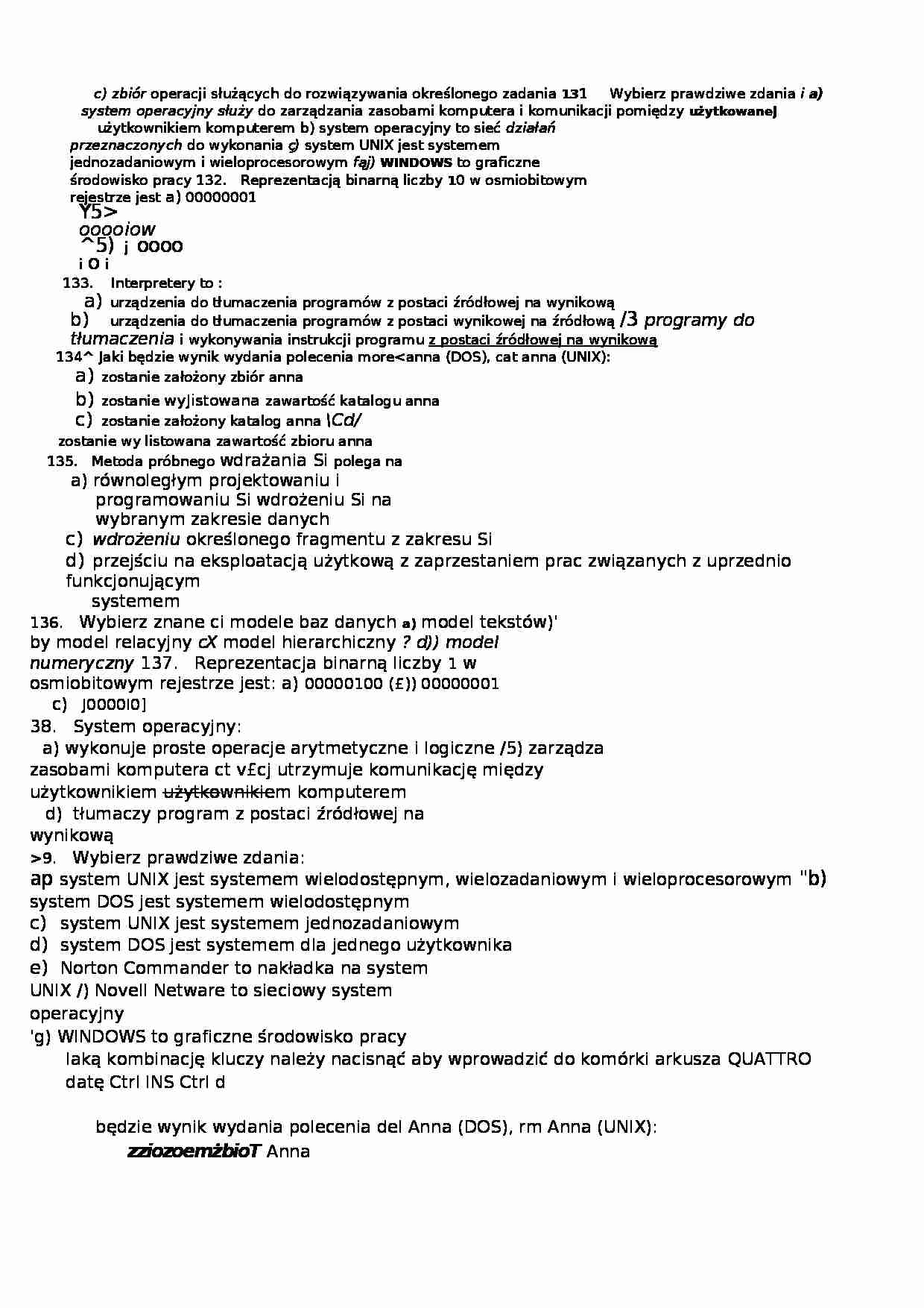 Informatyka - test - strona 1