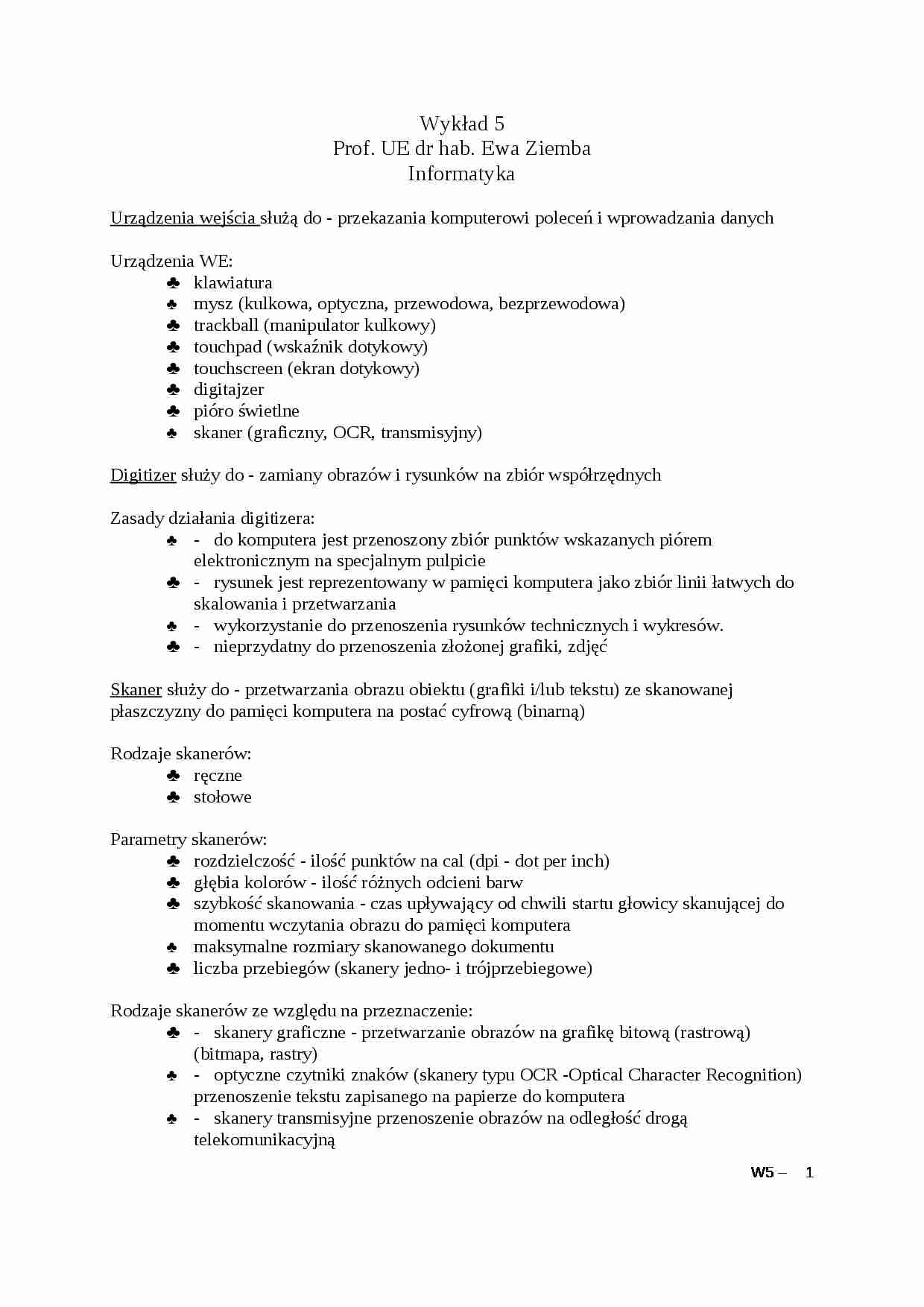 Wykład - Urządzenia wejścia - strona 1