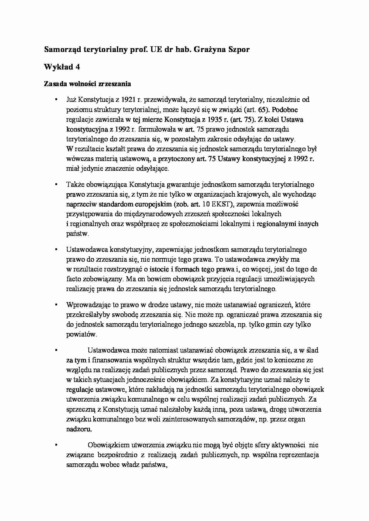 Wykład - Zasada wolności zrzeszania - strona 1