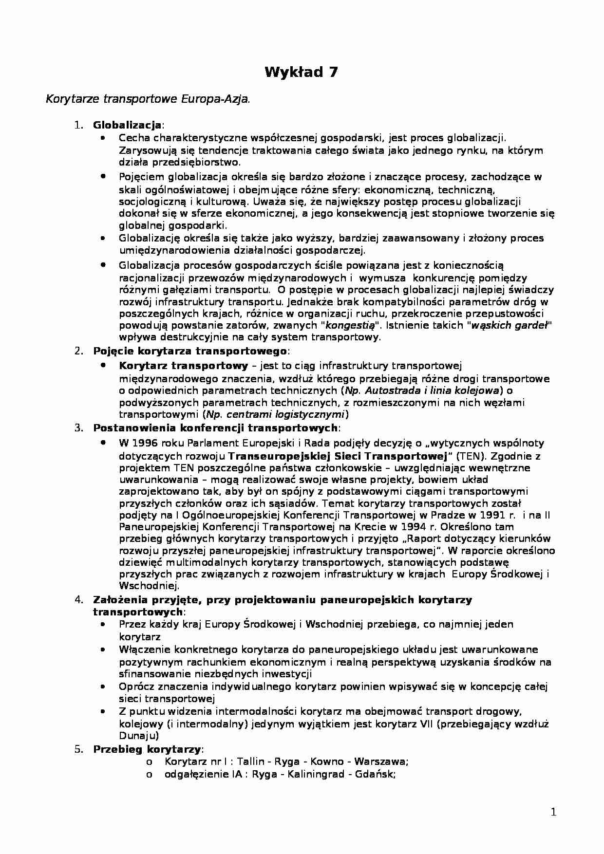 Wykład - Korytarze transportowe Europa-Azja - strona 1