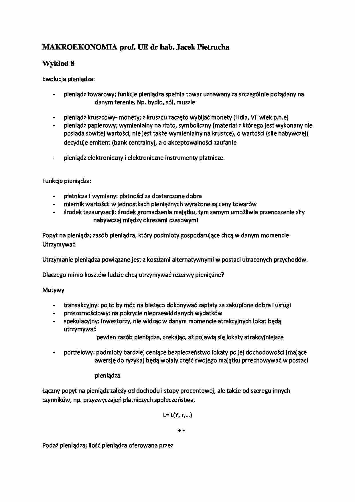 Wykład - Ewolucja pieniądza - strona 1