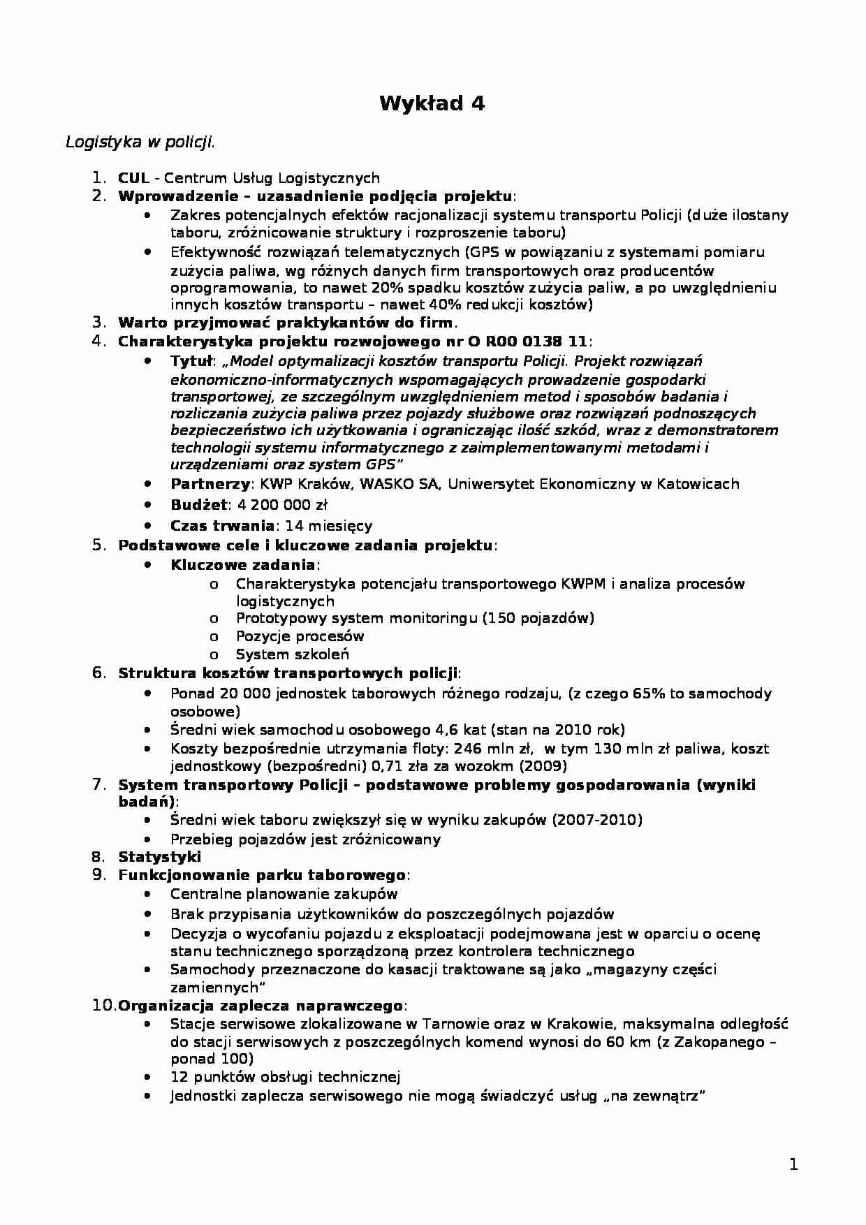 Wykład - Logistyka w policji - strona 1