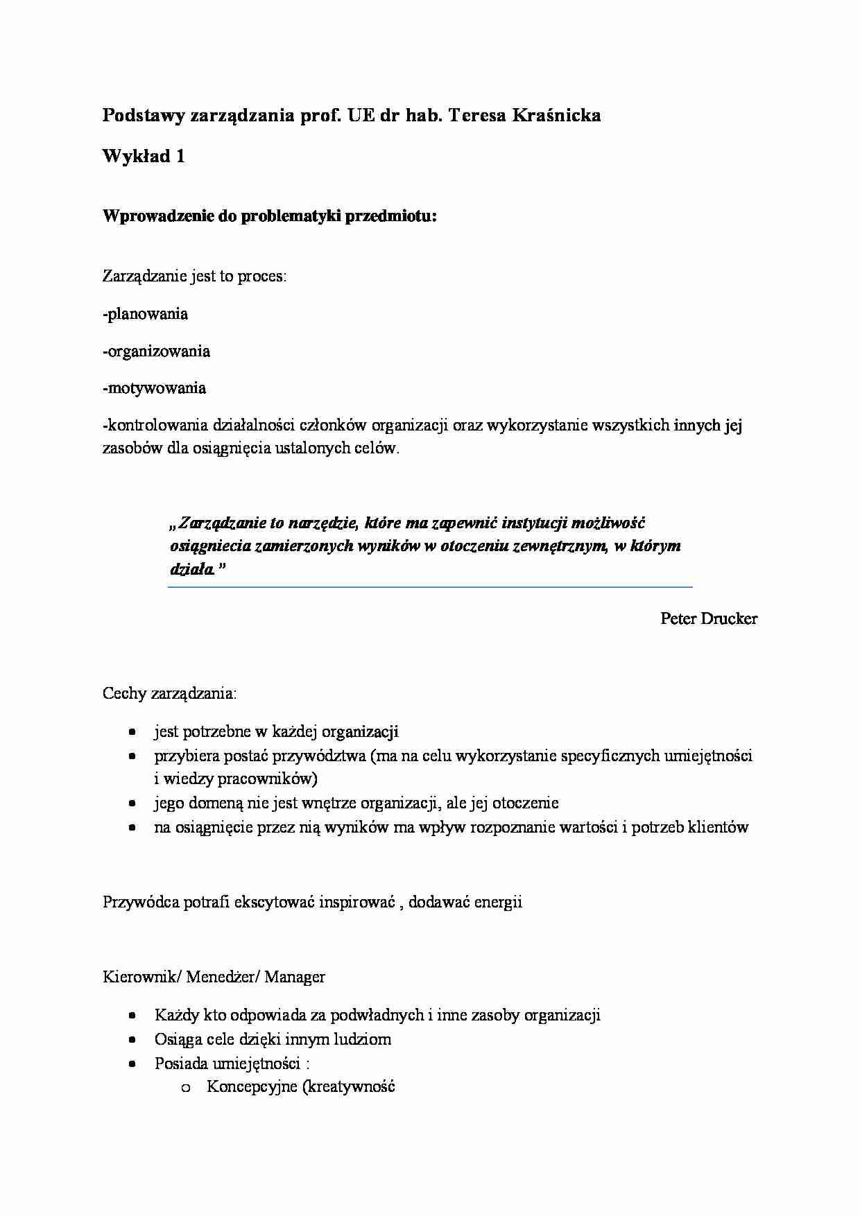 Wykład - Wprowadzenie do problematyki przedmiotu - strona 1