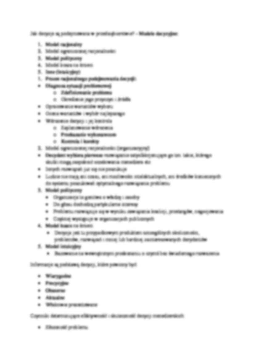 Wykład - Zarządzanie jako proces podejmowania decyzji  - strona 2