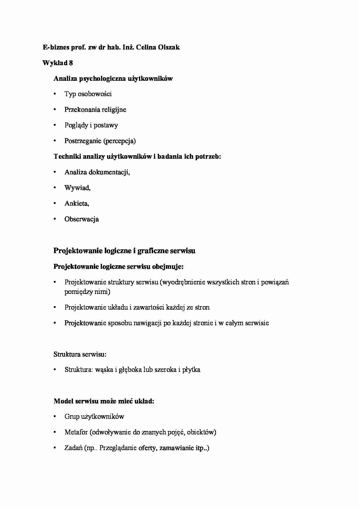 Wykład - Analiza psychologiczna użytkowników - strona 1