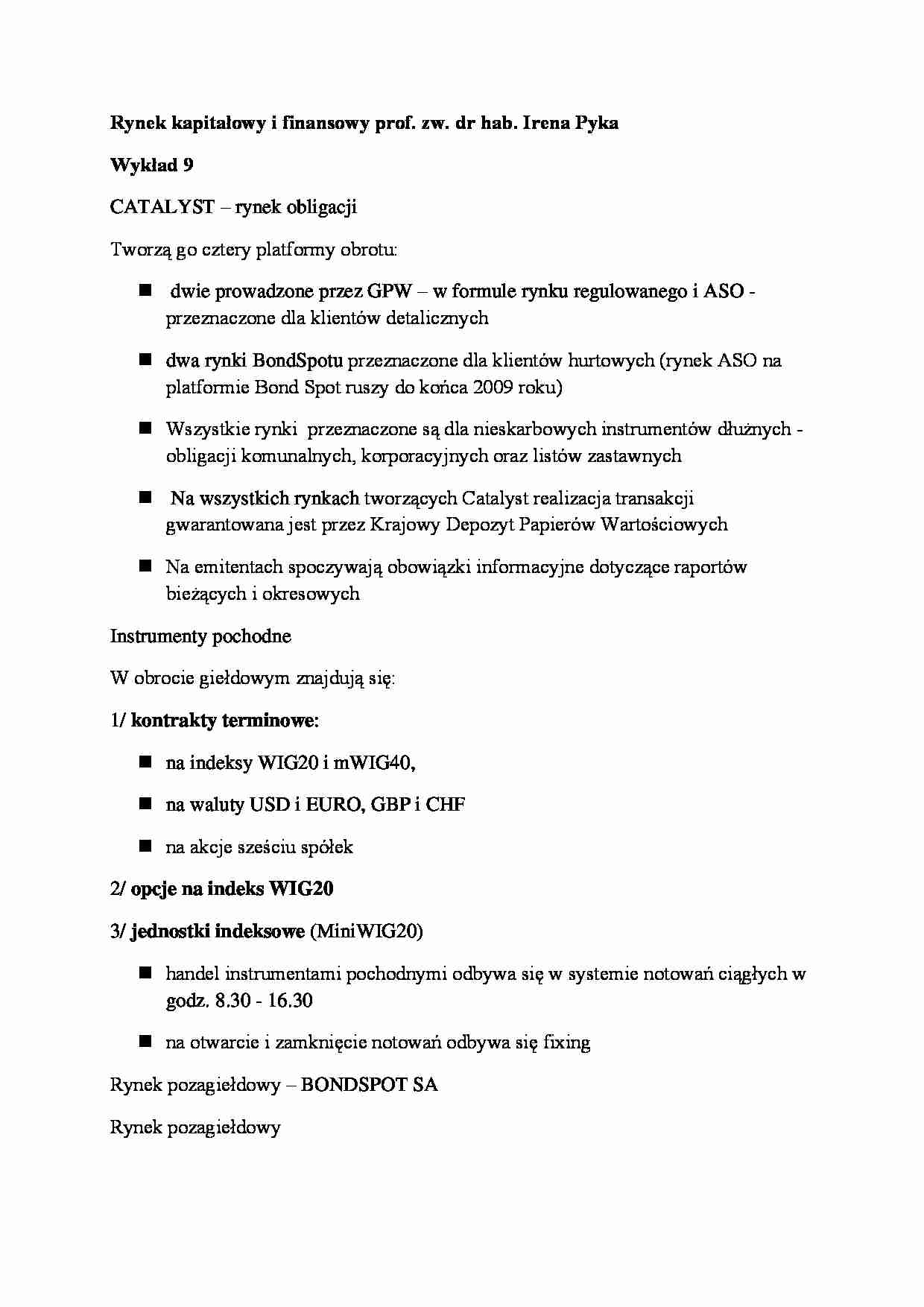 Wykład - CATALYST - rynek obligacji - strona 1