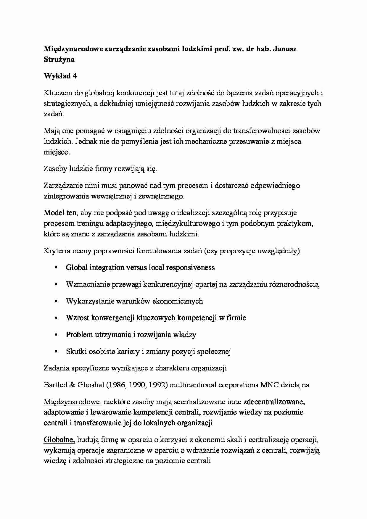 Wykład - Międzynarodowe zarządzanie zasobami ludzkimi  - strona 1