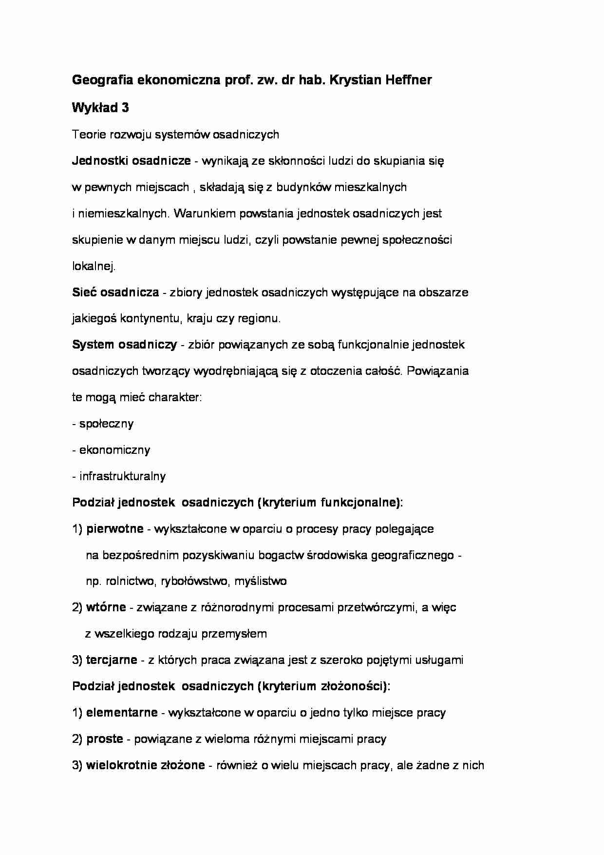 Wykład - Teorie rozwoju systemów osadniczych - strona 1