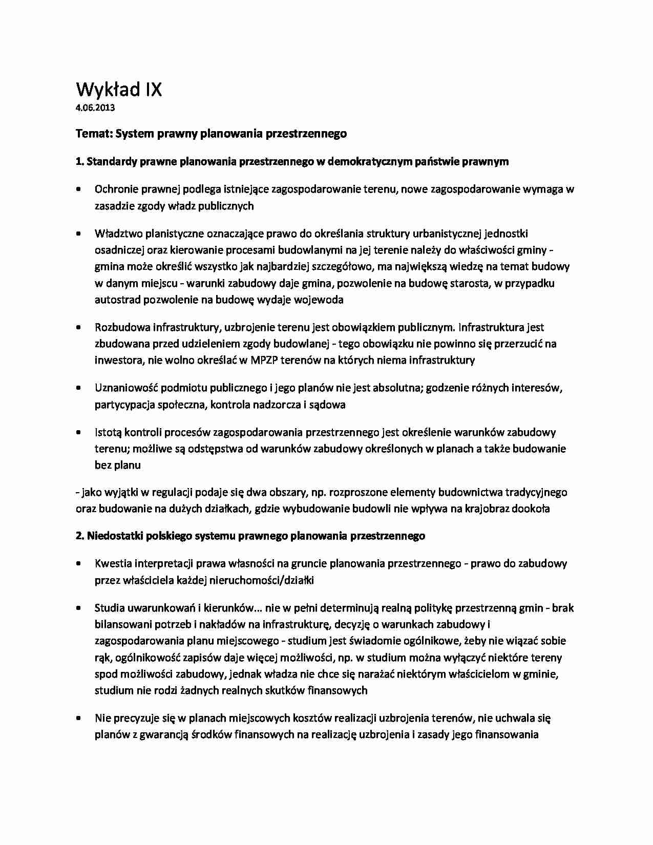 Wykład - System prawny planowania przestrzennego - strona 1