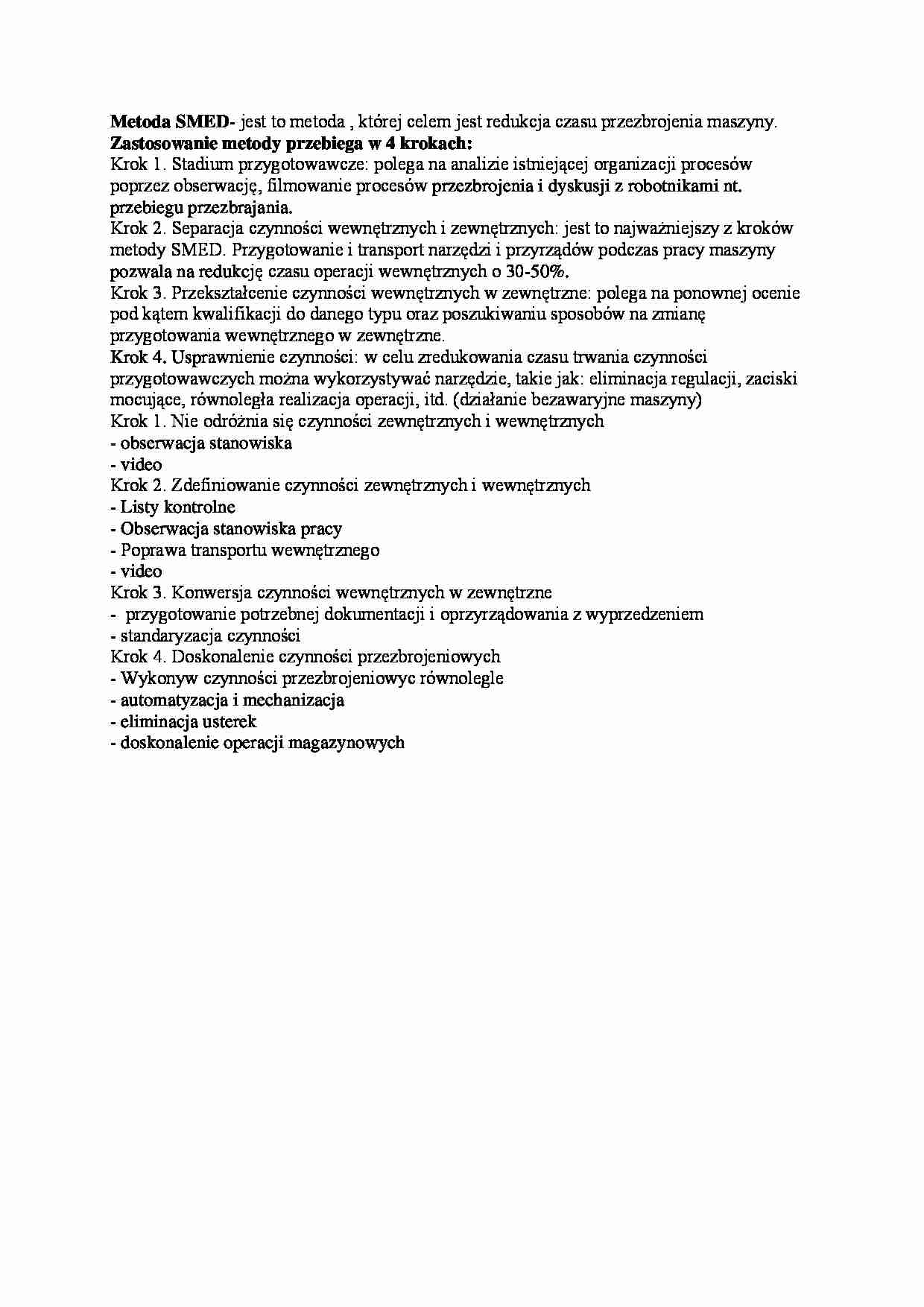 Metoda SMED- opracowanie - strona 1