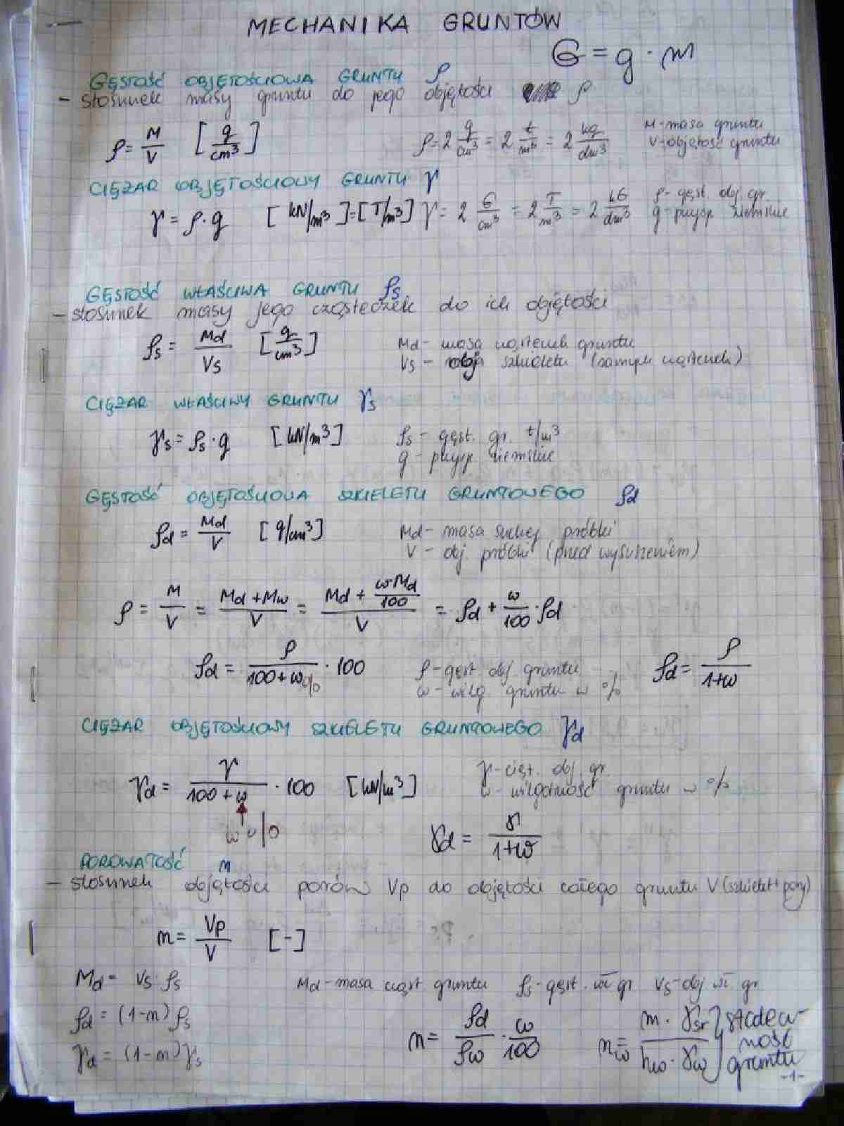 Notatki z mechaniki gruntów na egzamin, WYKŁAD - strona 1