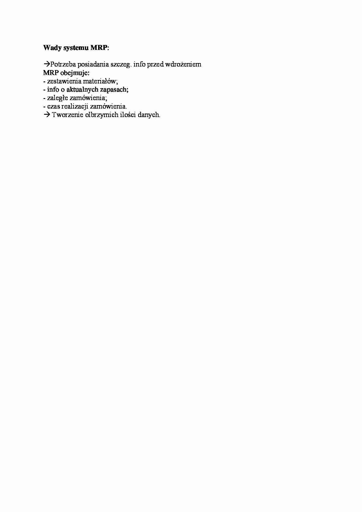 Wady systemu MRP - strona 1