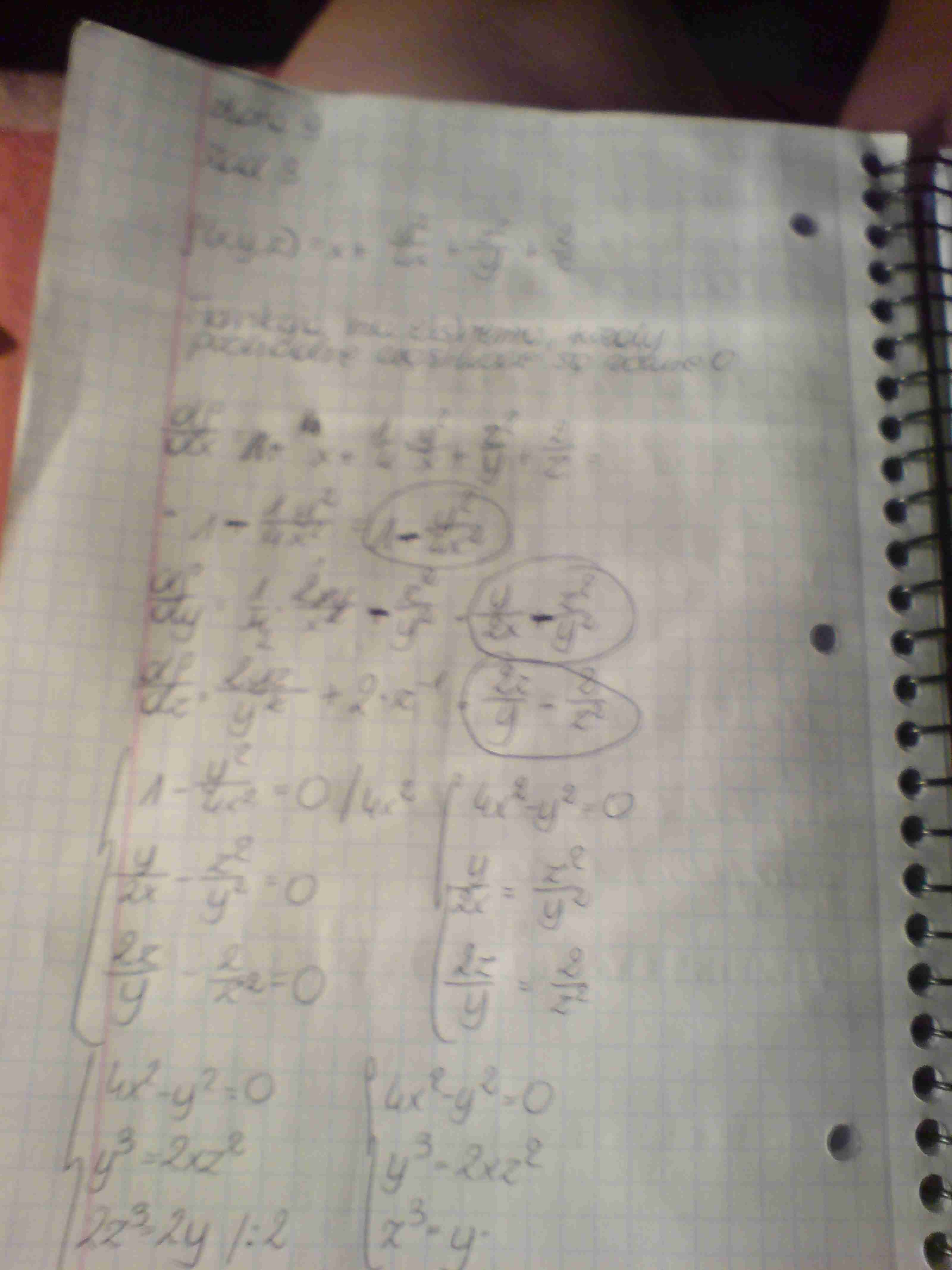 ekstremum funkcji trzech zmiennych, zadanie, ĆWICZENIA - strona 1