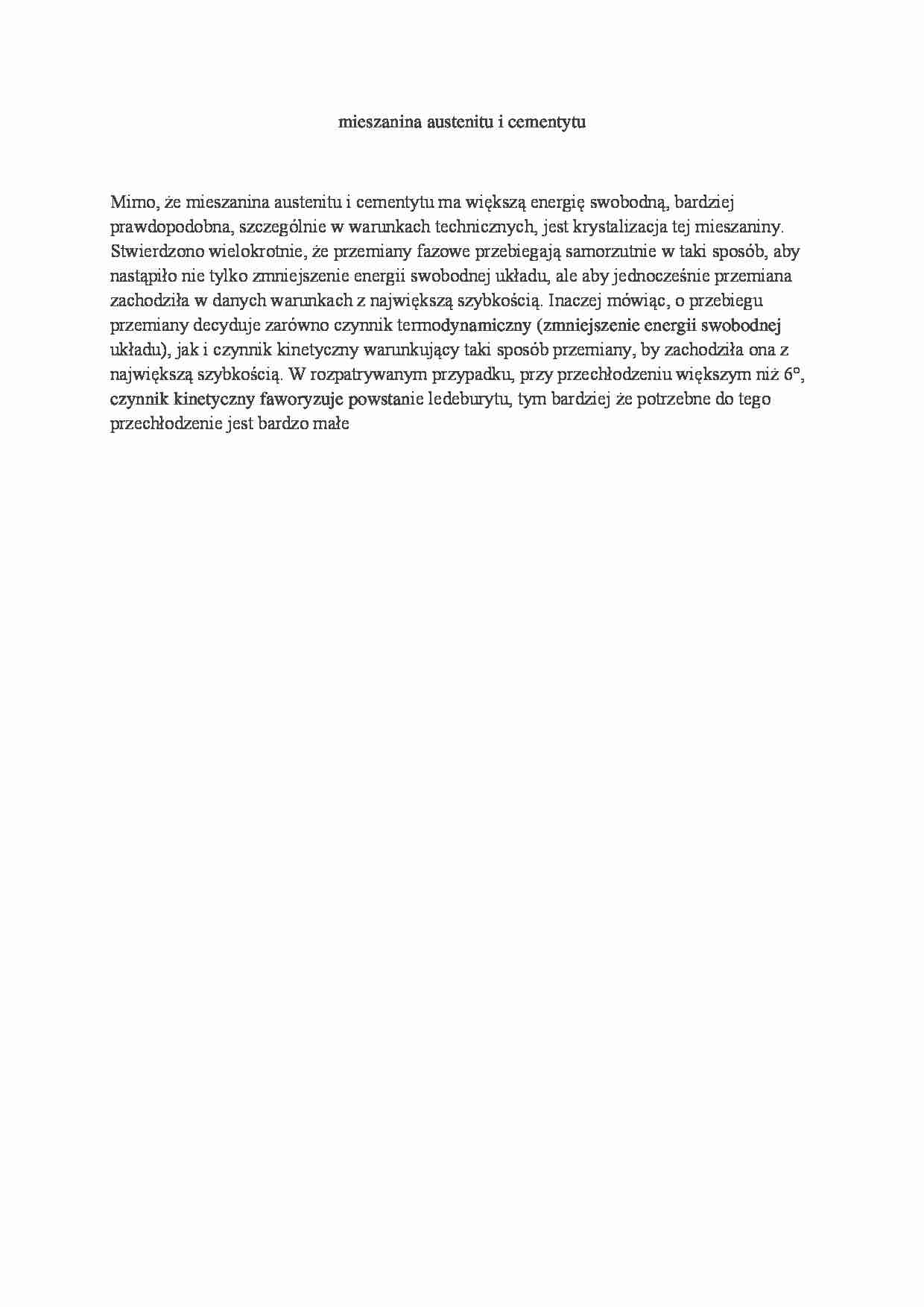 Mieszanina austenitu i cementytu - strona 1