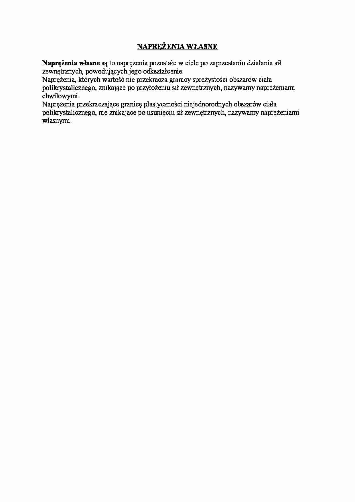 Naprężenia własne- opracowanie - strona 1