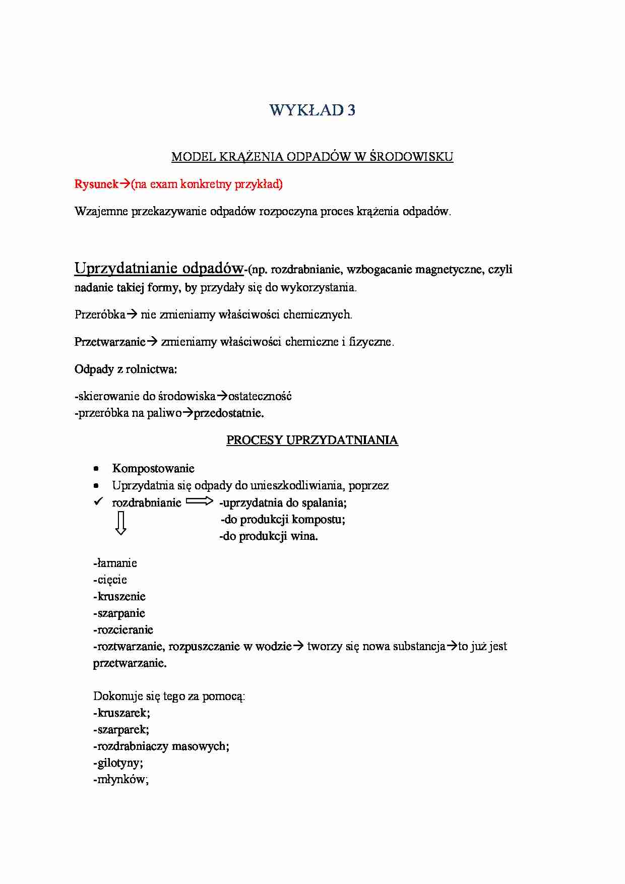 Wykład 3, model krażenia odpadów, WYKŁAD - strona 1