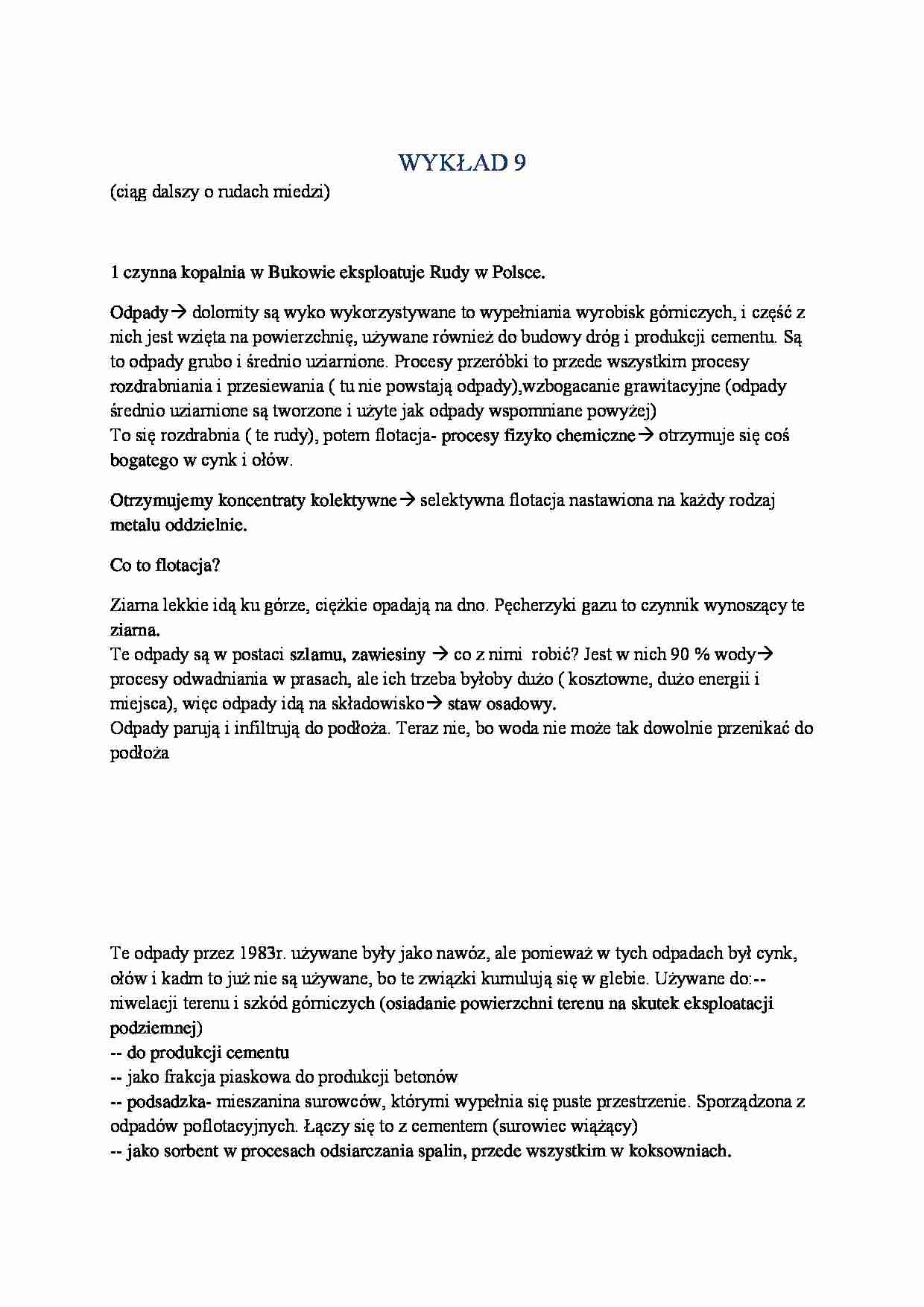 wykłąd 9, odpady z rud, WYKŁAD - strona 1