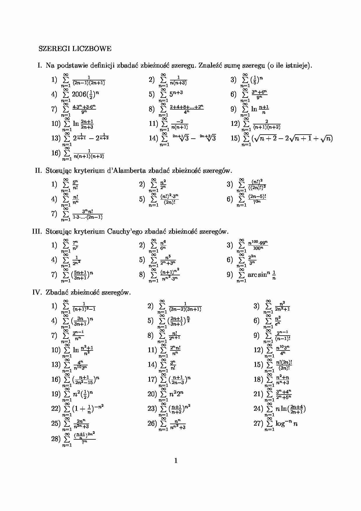 Szeregi - wykład - strona 1