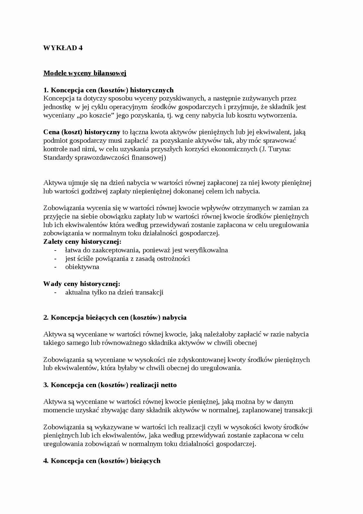 Modele wyceny bilansowej - wykład 4 - strona 1