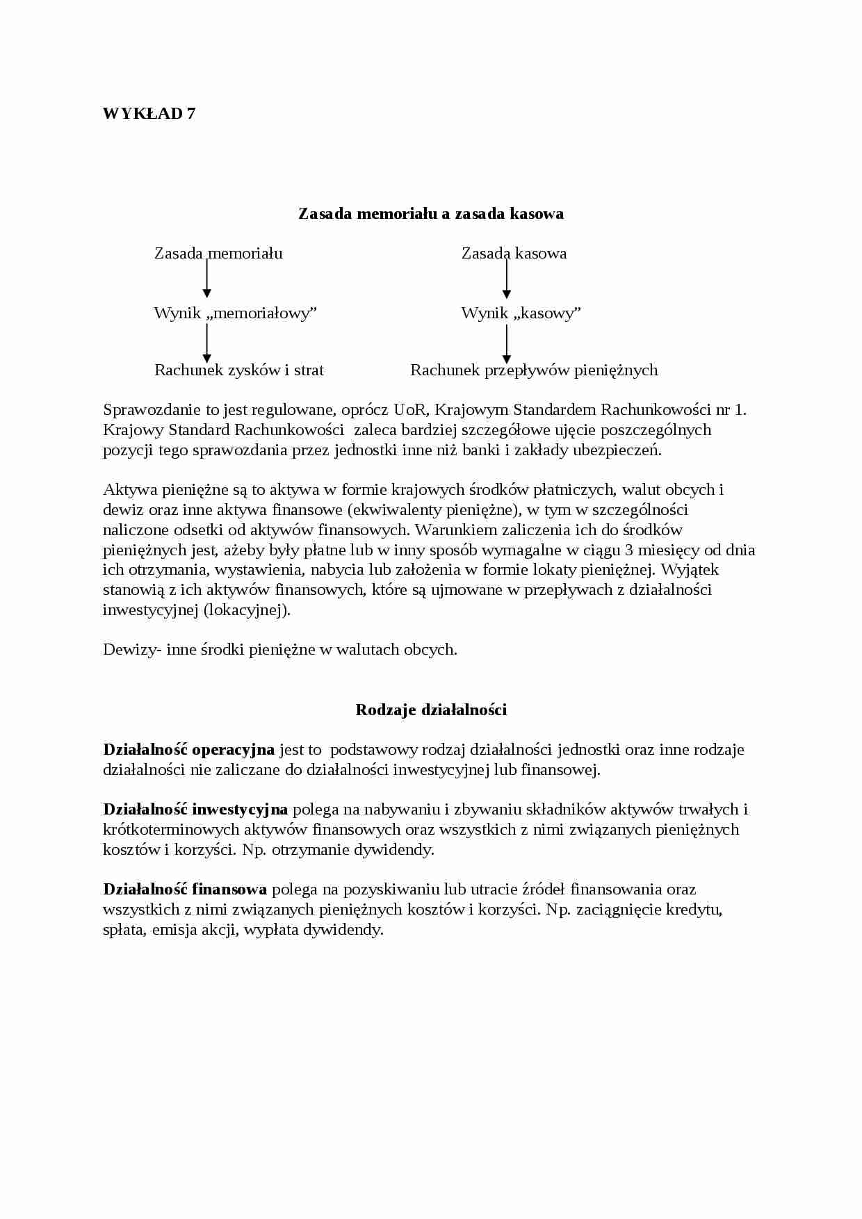 Zasada memoriału a zasada kasowa - wykład - strona 1