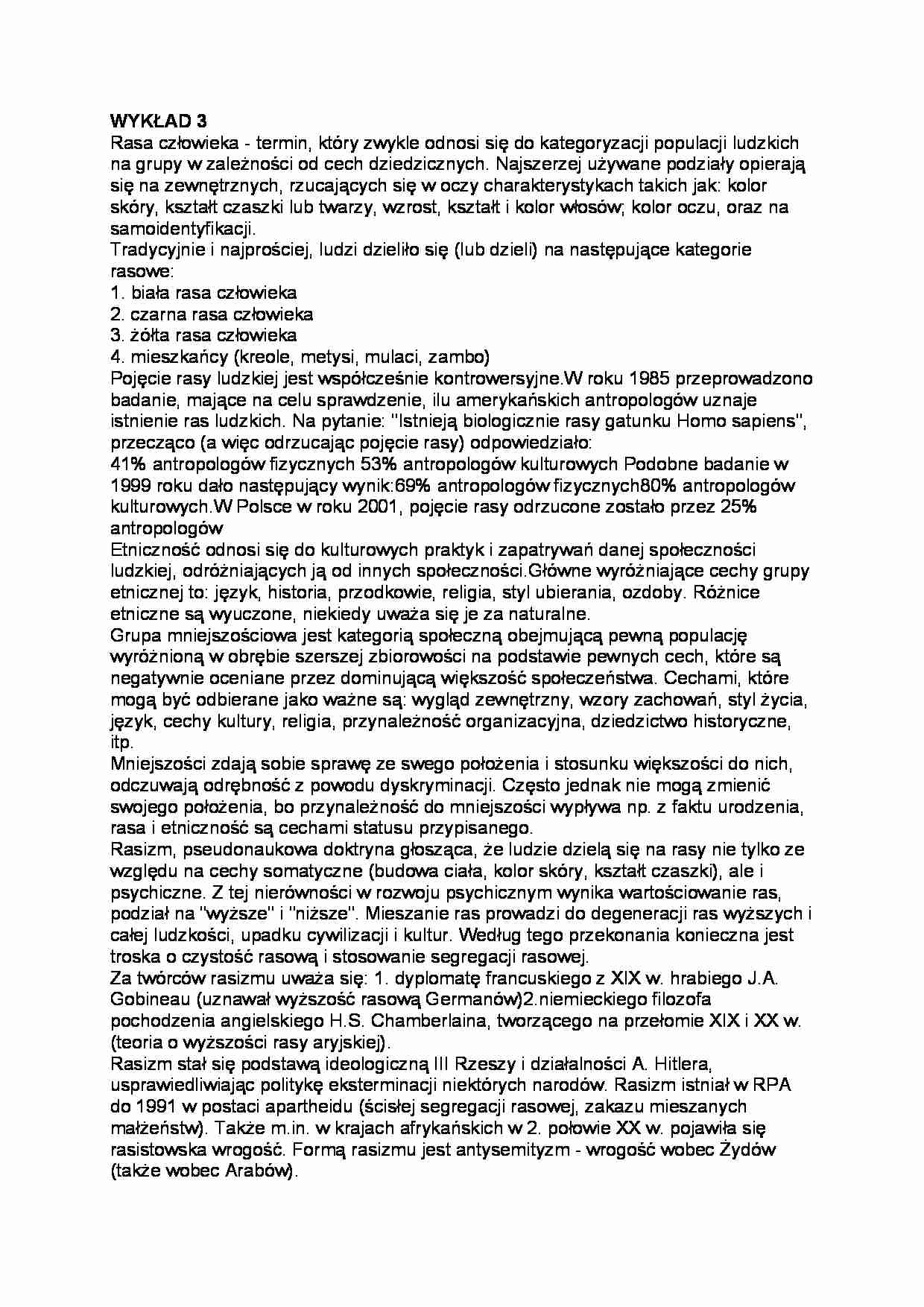socjologia rasa człowieka wykład - strona 1