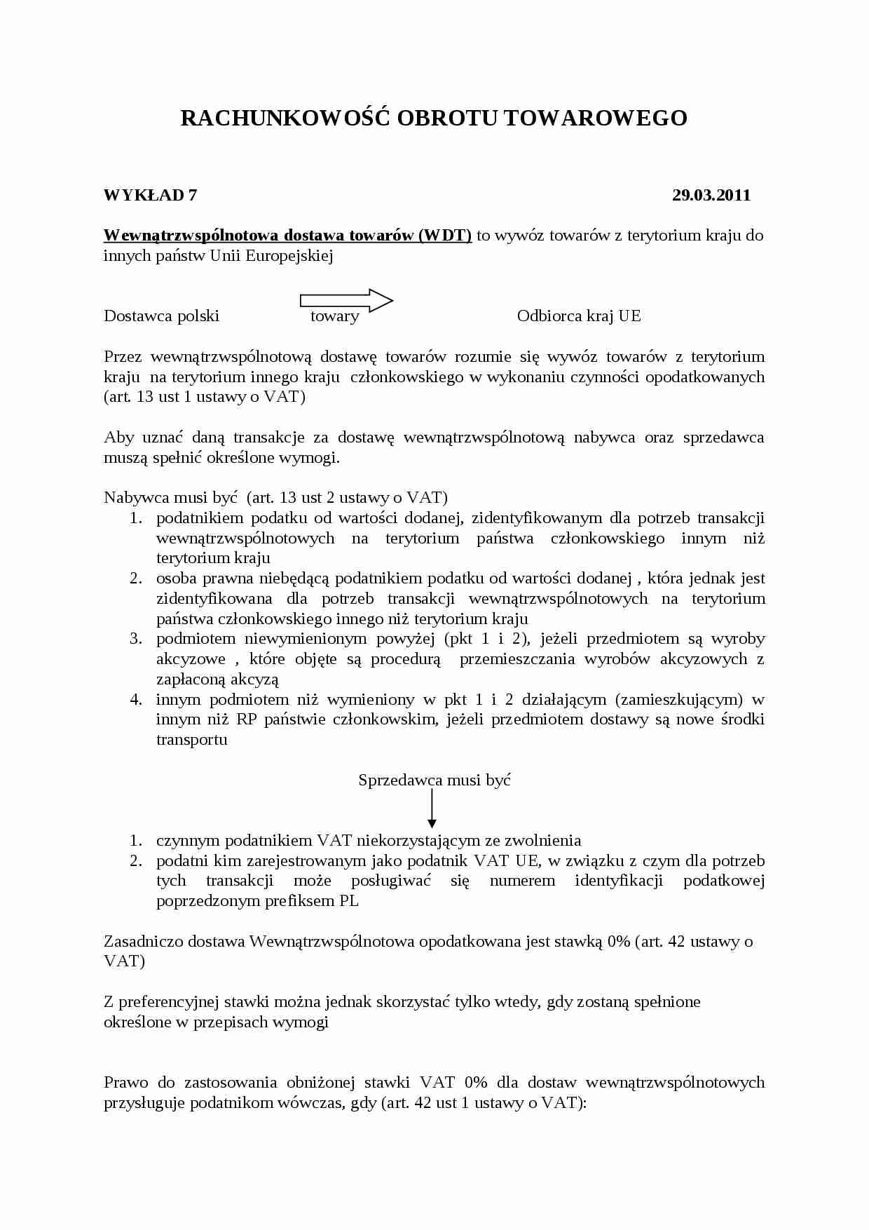 Wewnątrzwspólnotowa dostawa towarów-opracowanie - strona 1