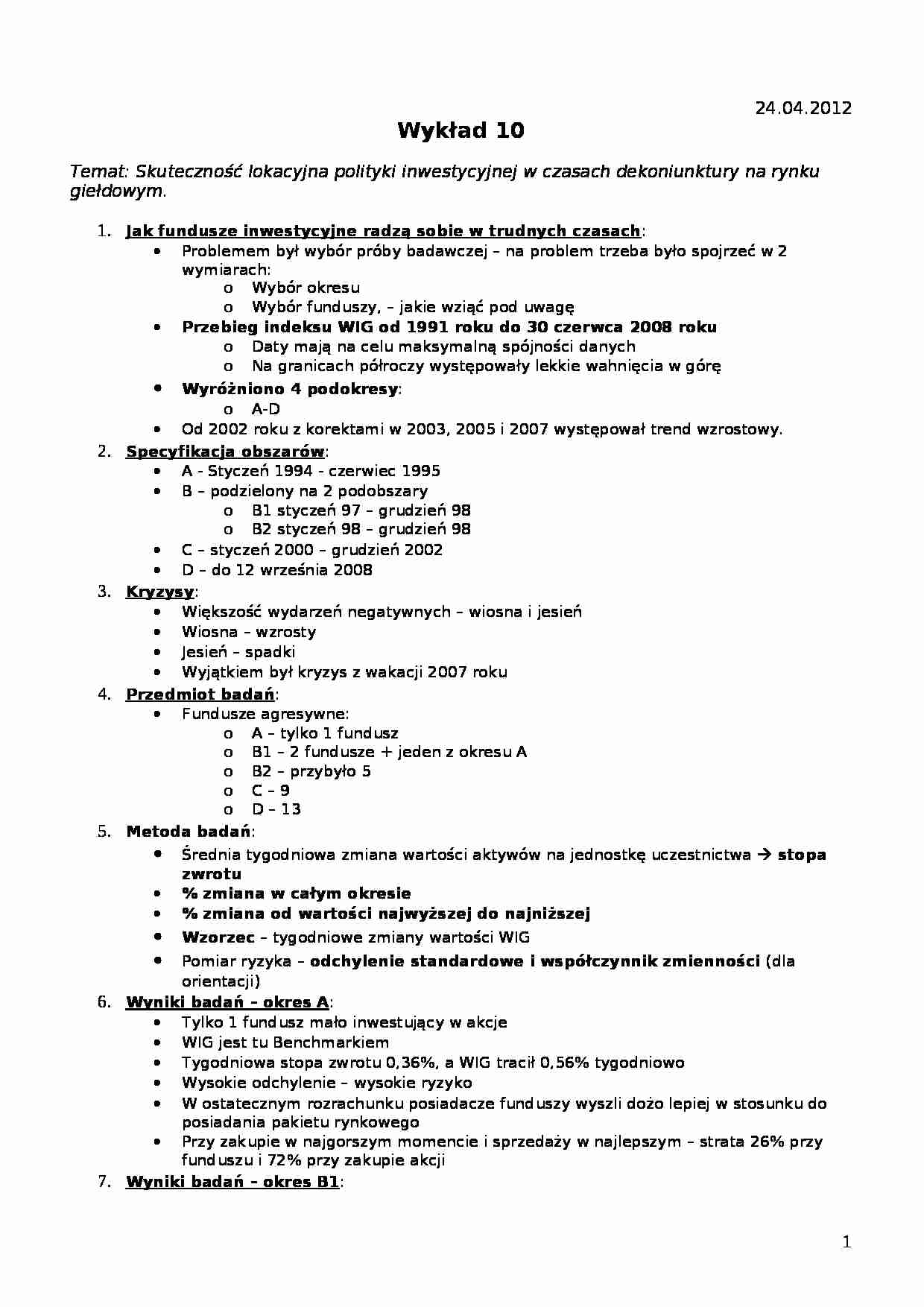 Skuteczność lokacyjna polityki inwestycyjnej-opracowanie - strona 1