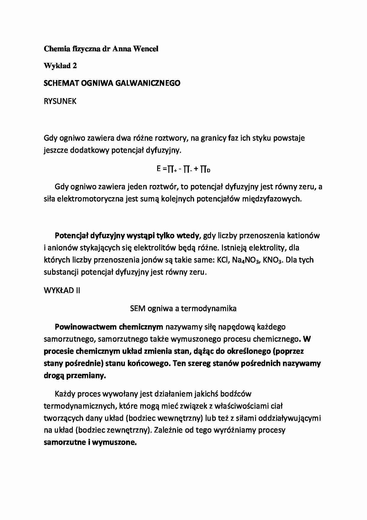 Chemia fizyczna - Termodynamika - wykład 2 - strona 1