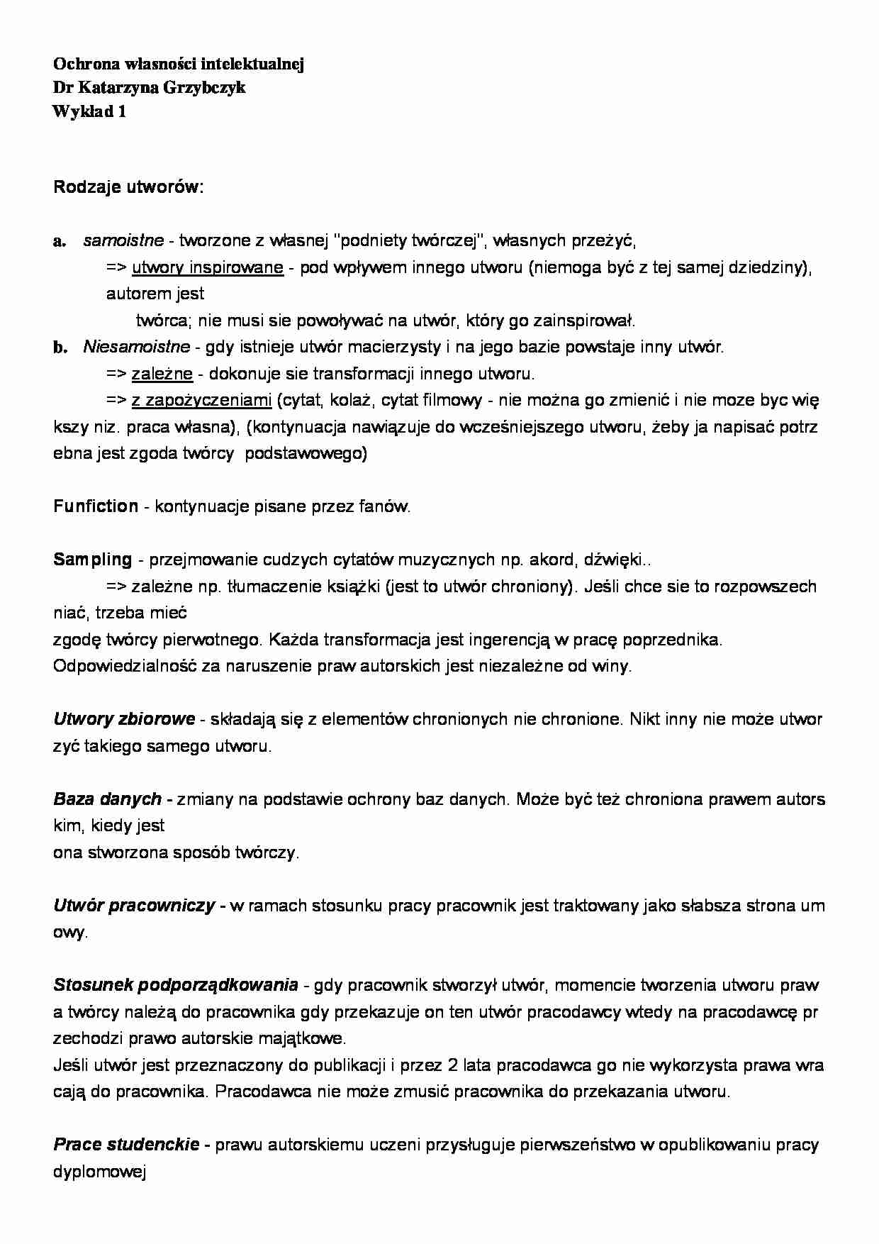 Ochrona własności intelektualnej- wykład 3 - strona 1