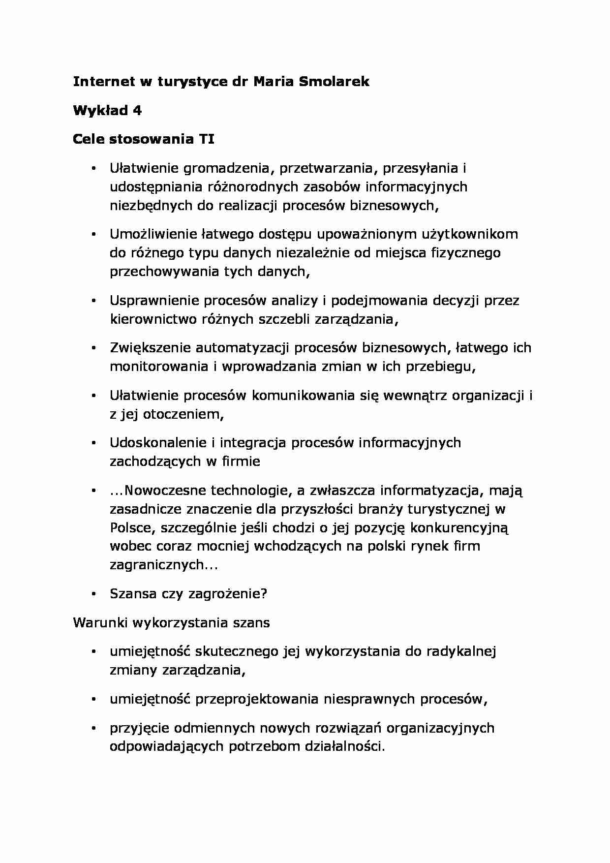 Internet w turystyce- wykład 4 - strona 1