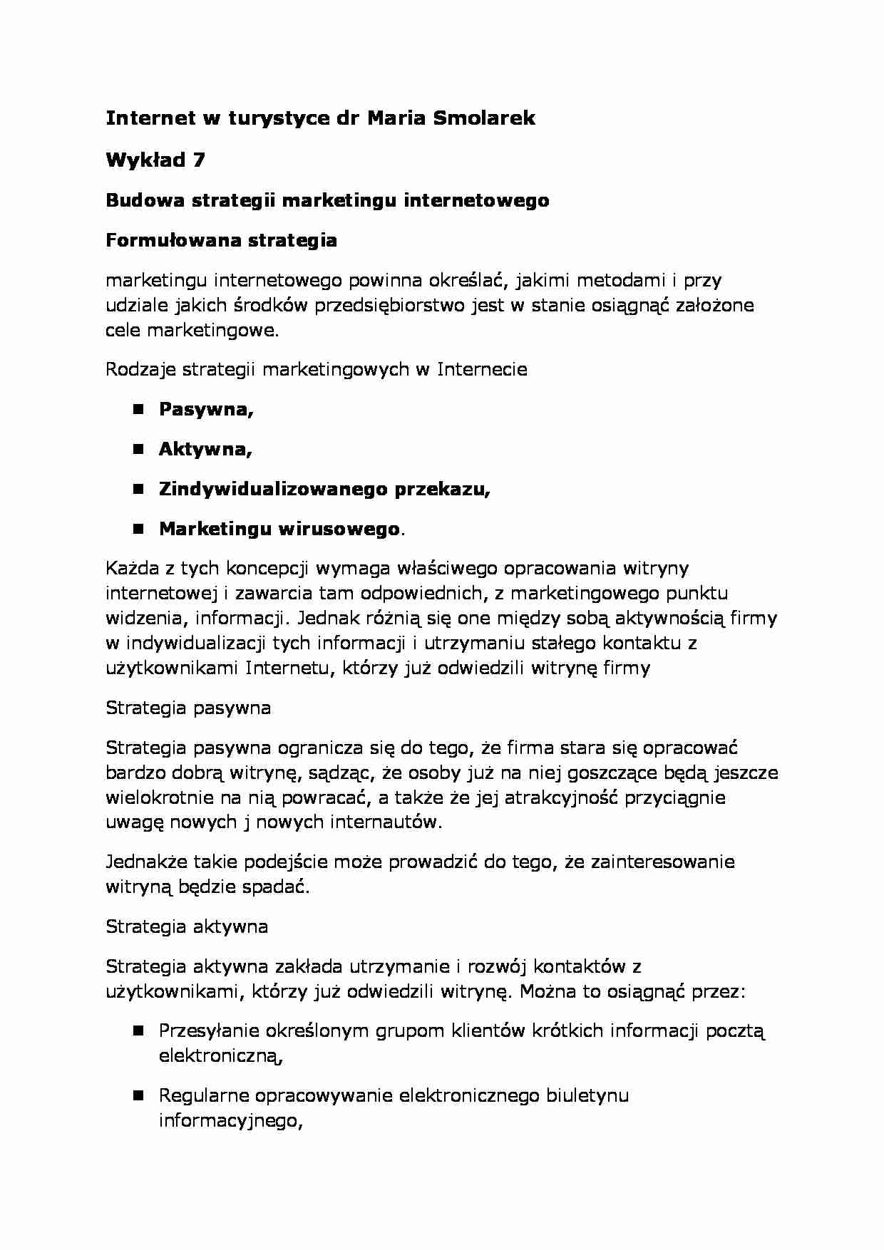 Internet w turystyce- wykład 7 - strona 1