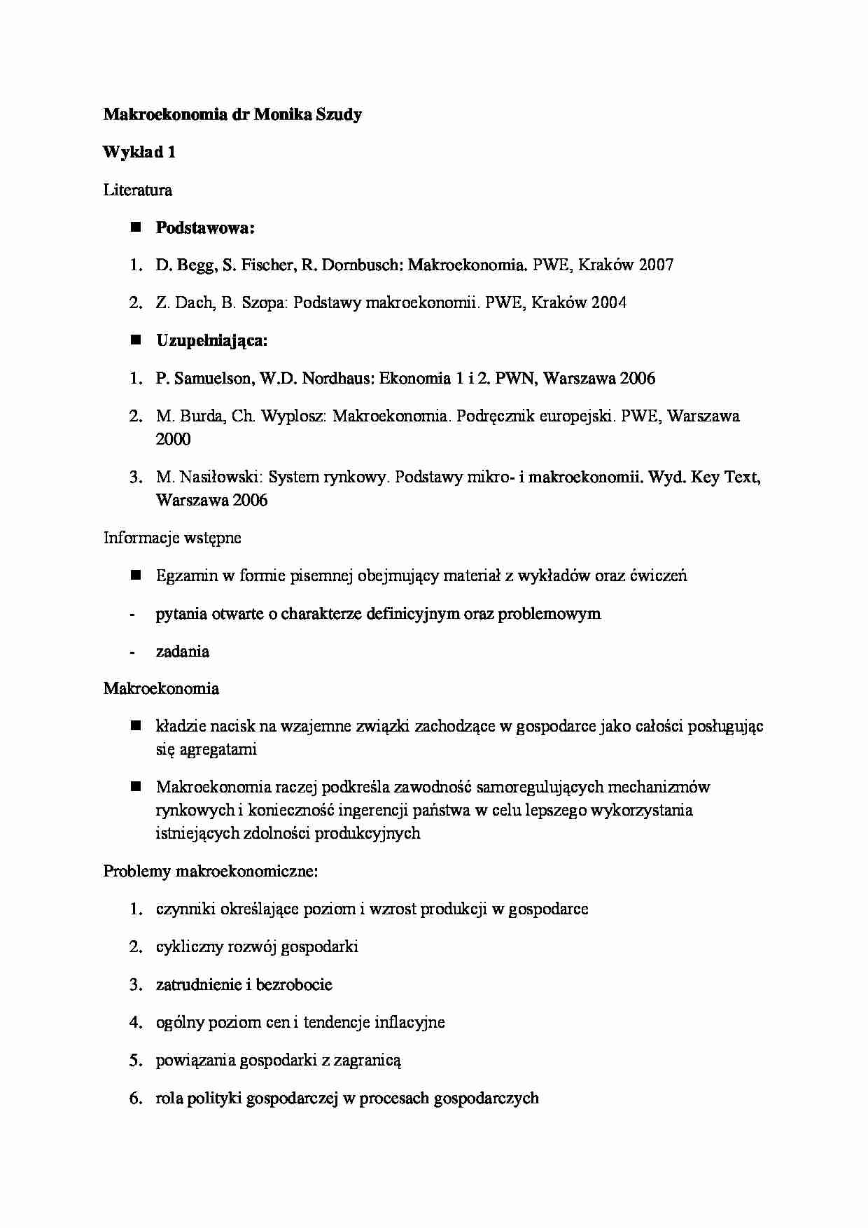Makroekonomia- wykład 1 - strona 1