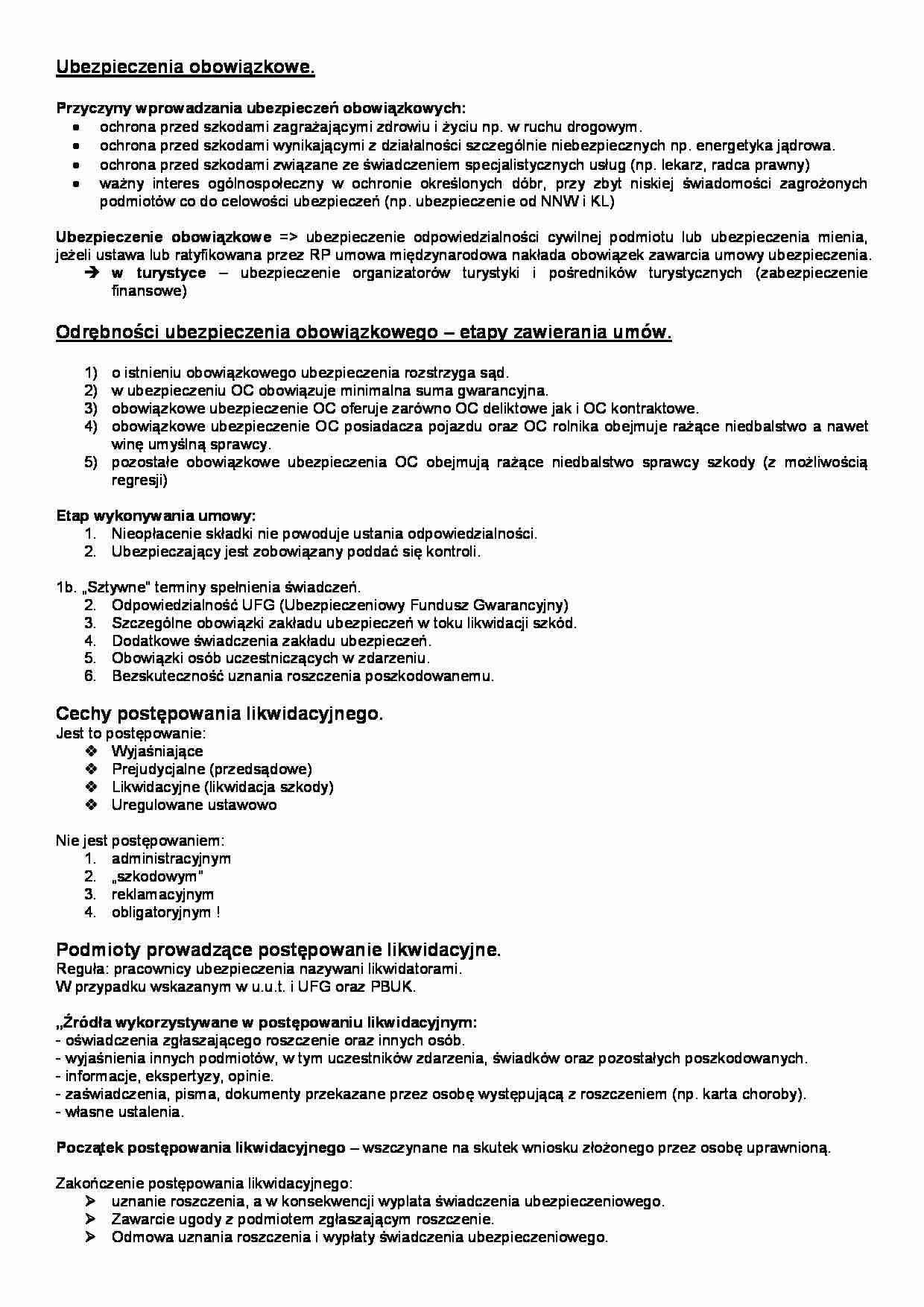 Ubezpieczenia obowiązkowe- wykład 6 - strona 1